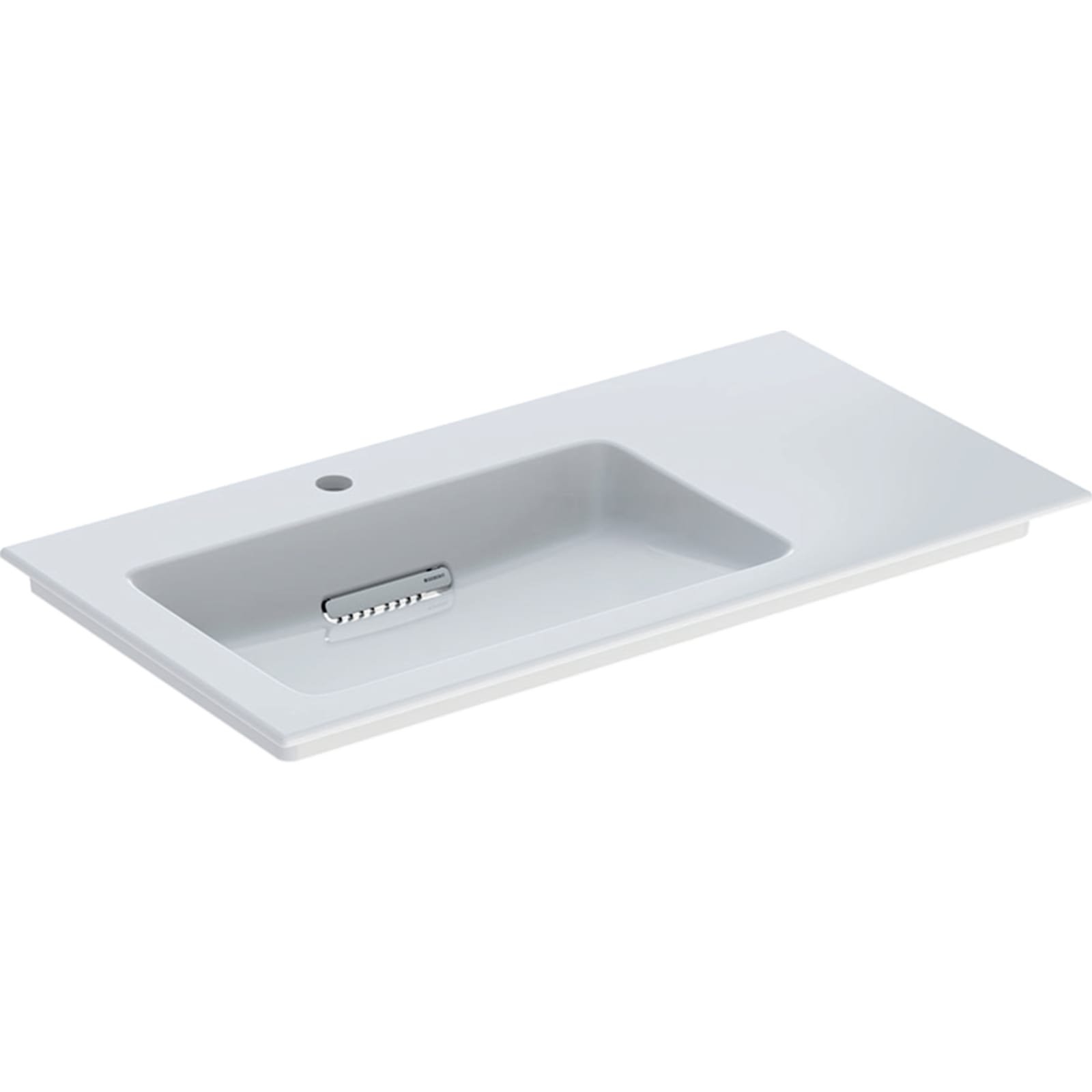 Geberit One meubelwastafel afvoer horizontaal afleg rechts 90x48cm kraan gat link