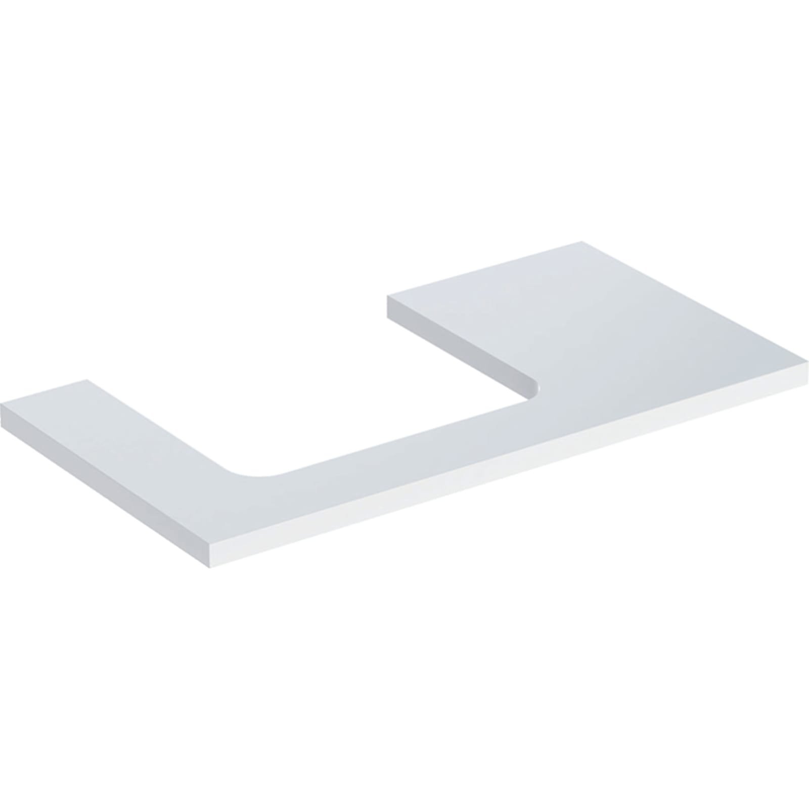 Geberit ONE wastafelblad voor opzetwastafel links 90cm wit hoogglans