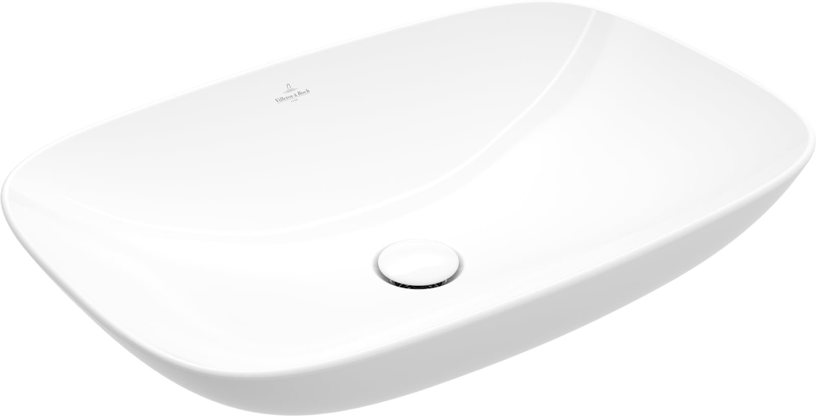 Villeroy & Boch Loop & Friends opzetwastafel rechthoek 560x380mm, zonder kraangatbank, zonder overloop, Graphite CeramicPlus