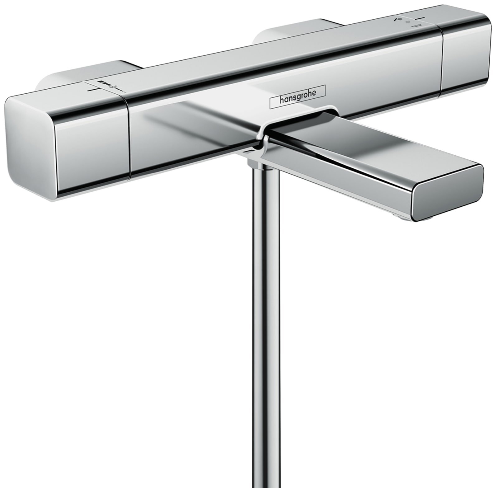 Hansgrohe Ecostat E, Badthermostaatkraan, opbouw, tweegreeps, met omstelinrichting, 113mm uitloop, met S-koppelingen, chroom
