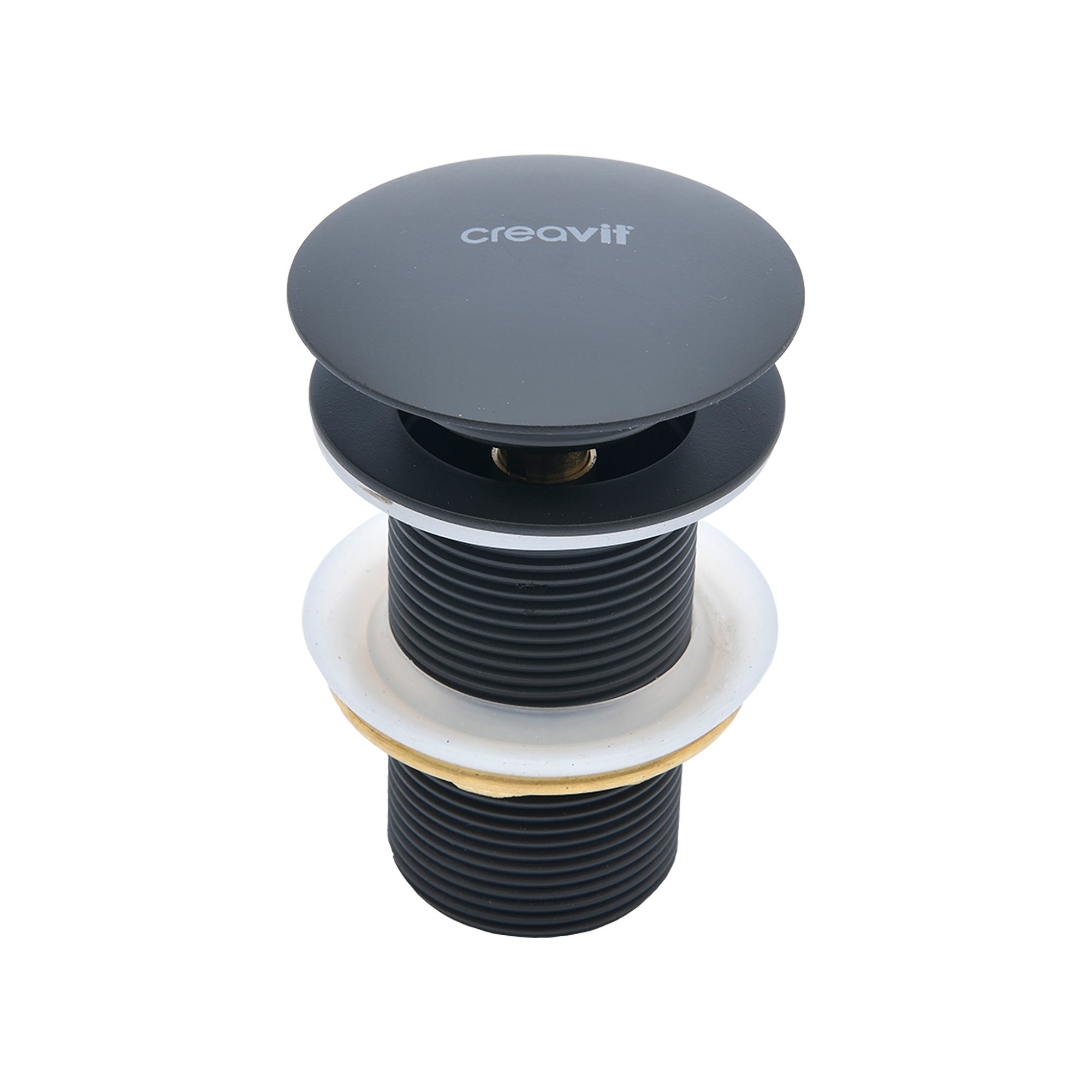 CREAVIT AFVOERPLUG - CLICK WASTE 5/4" - MET OVERLOOP - HOUTSKOOL ZWART