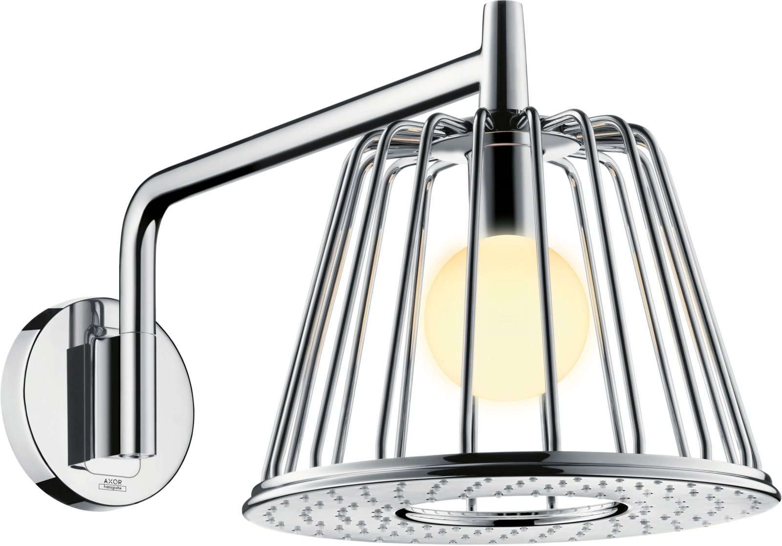 Hansgrohe AXOR LampShower, Hoofddouche, wand, 275mm douchekop, 1jet, met lamp, 380mm douchearm, chroom (designed by Nendo)