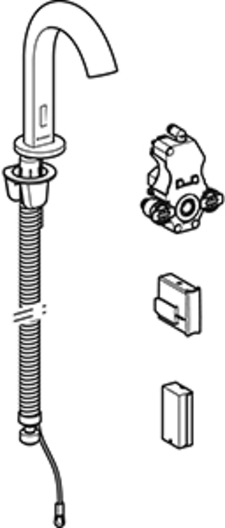 Geberit Piave wastafelmengkraan, batt, inb-functiebox: rvs look / geb.