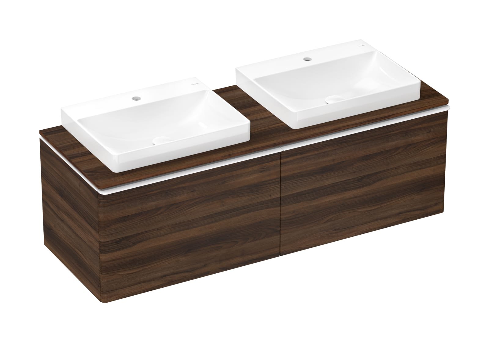 Hansgrohe Xelu Q meubel Dark Walnut 1560/550 met 2 lades consoles met countertop inbouw wastafel geslepen (1200771404)