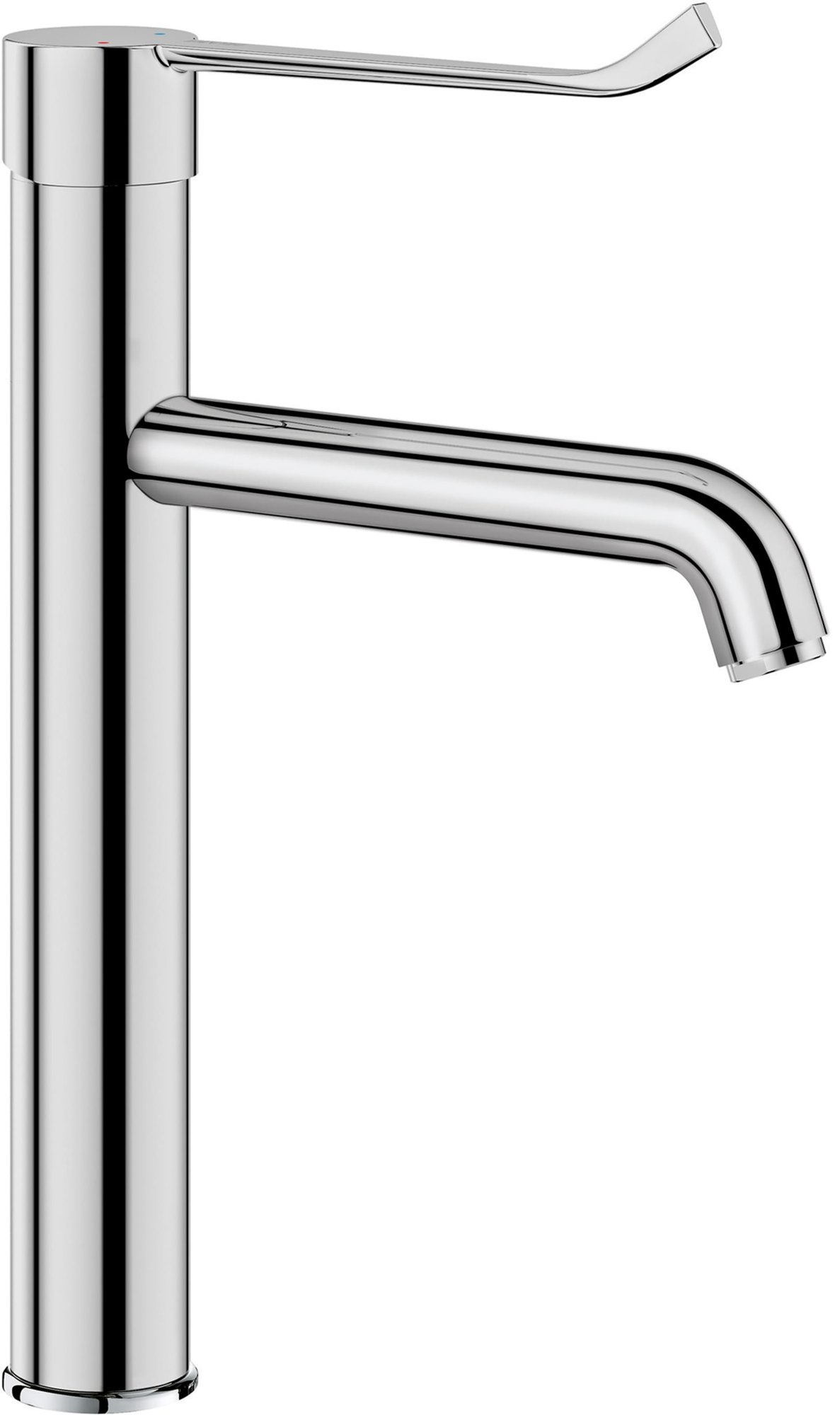 Delabie mechanische 1gats, 1greep mengkraan met hoge vaste uitloop H 205mm, L 170mm, hygienische hendel BEL, chroom