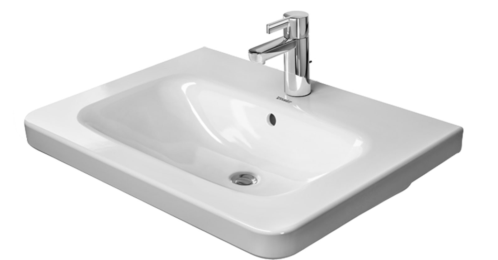 Duravit meubelwastafel 80cm met overloop onderzijde geglazuurd, 1 kraangat doorgestoken wit (1200095311)