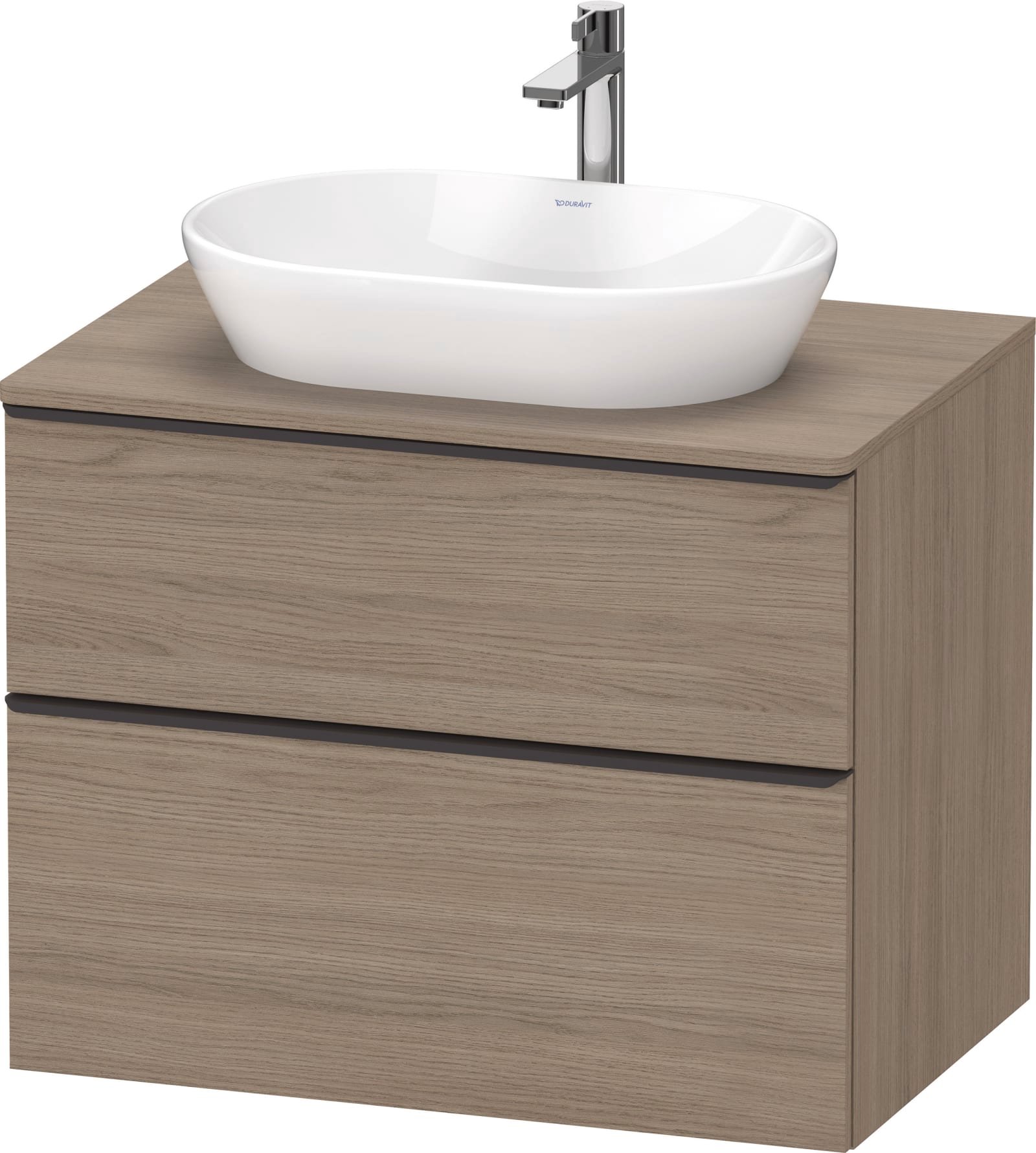 Duravit D-Neo wastafelonderbouw hangend, 800x550 mm, 2 lades, 1 uitsparing, sifonuitsparing, incl consoleplaat, mat terra eiken