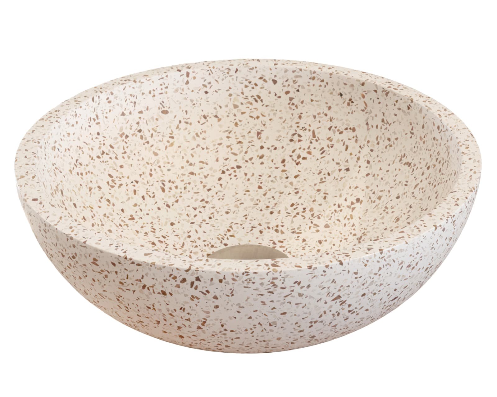 Waskom opbouw rond Marie (35 cm) terrazzo marmer dark