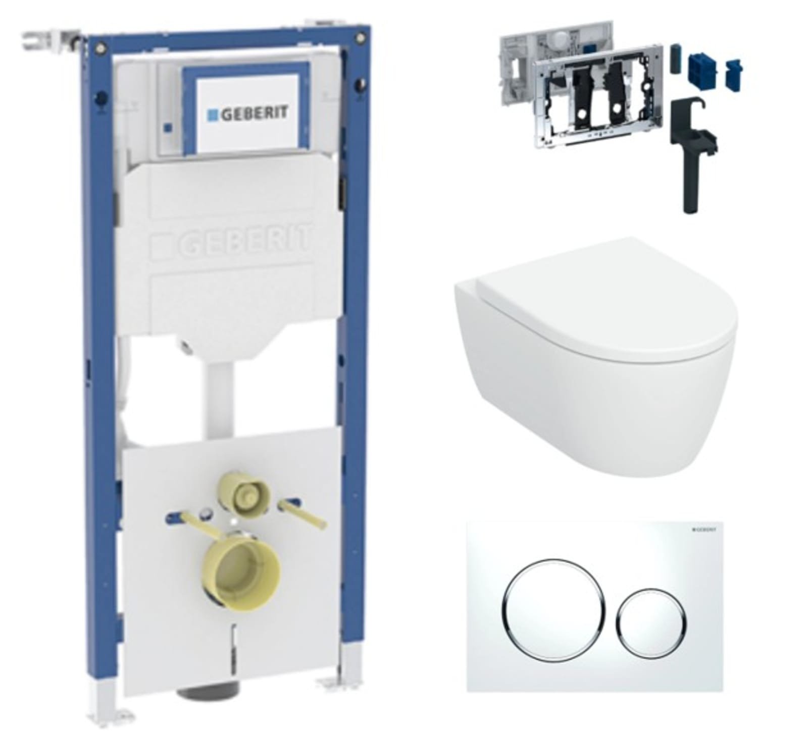 Geberit Set: (1x) Icon WC-Pack Turbfl., RF, SC/QRL, (1x) Duofix inbouwres UP320, (1x) Sigma20 bedieningsp wit, (1x) toiletstickh.
