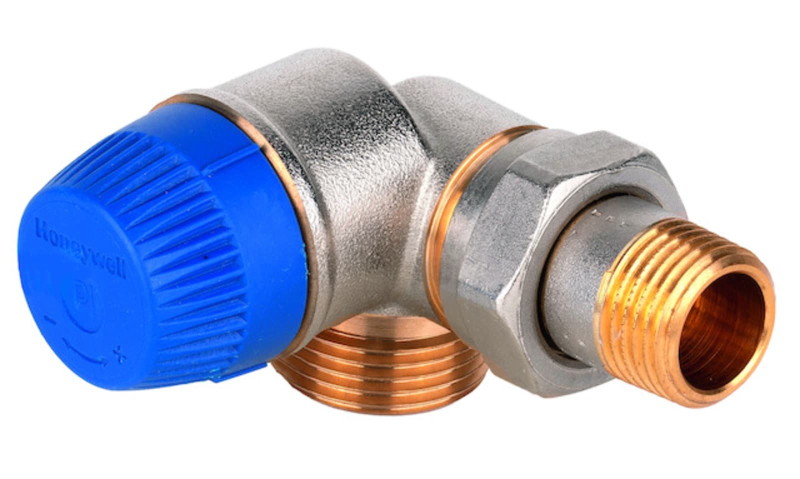 Honeywell Home Kombi-TRV dynamische radiatorkraan dubbel haaks links, DN15 met ¾” euroconus afdichting