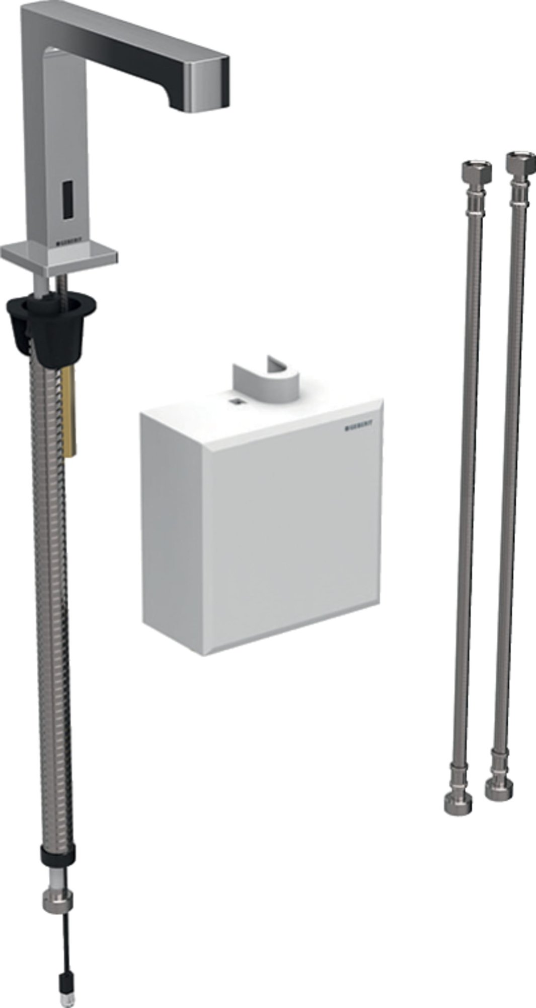 Geberit elektronische kraan, infrarood, zelfsluitend, 1-gats, 3/8", messing, voorspong 153mm, chroom-look (1200410290)