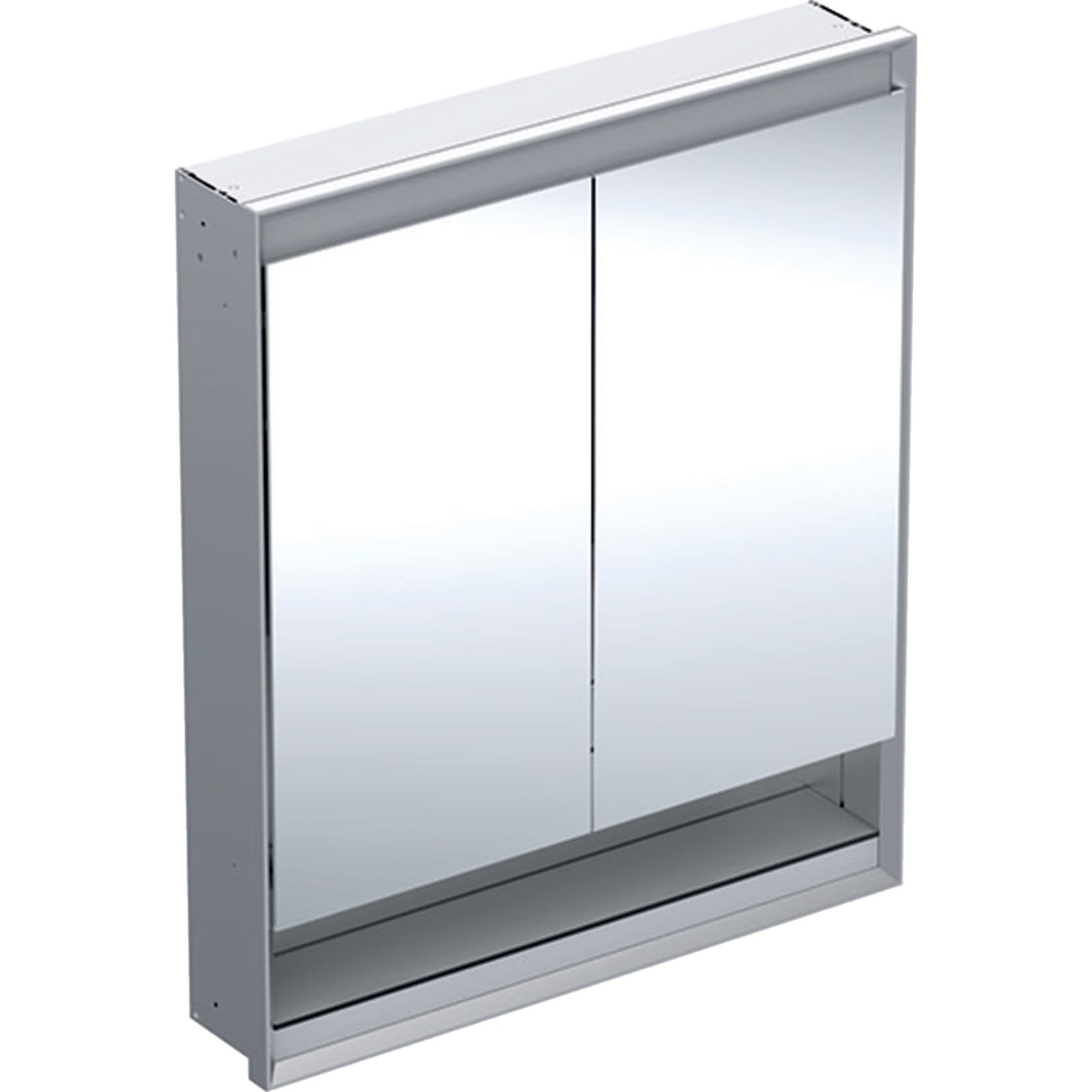 Geberit ONE inbouw spiegelkast met nis met twee deuren 75x90cm ComfortLight aluminium