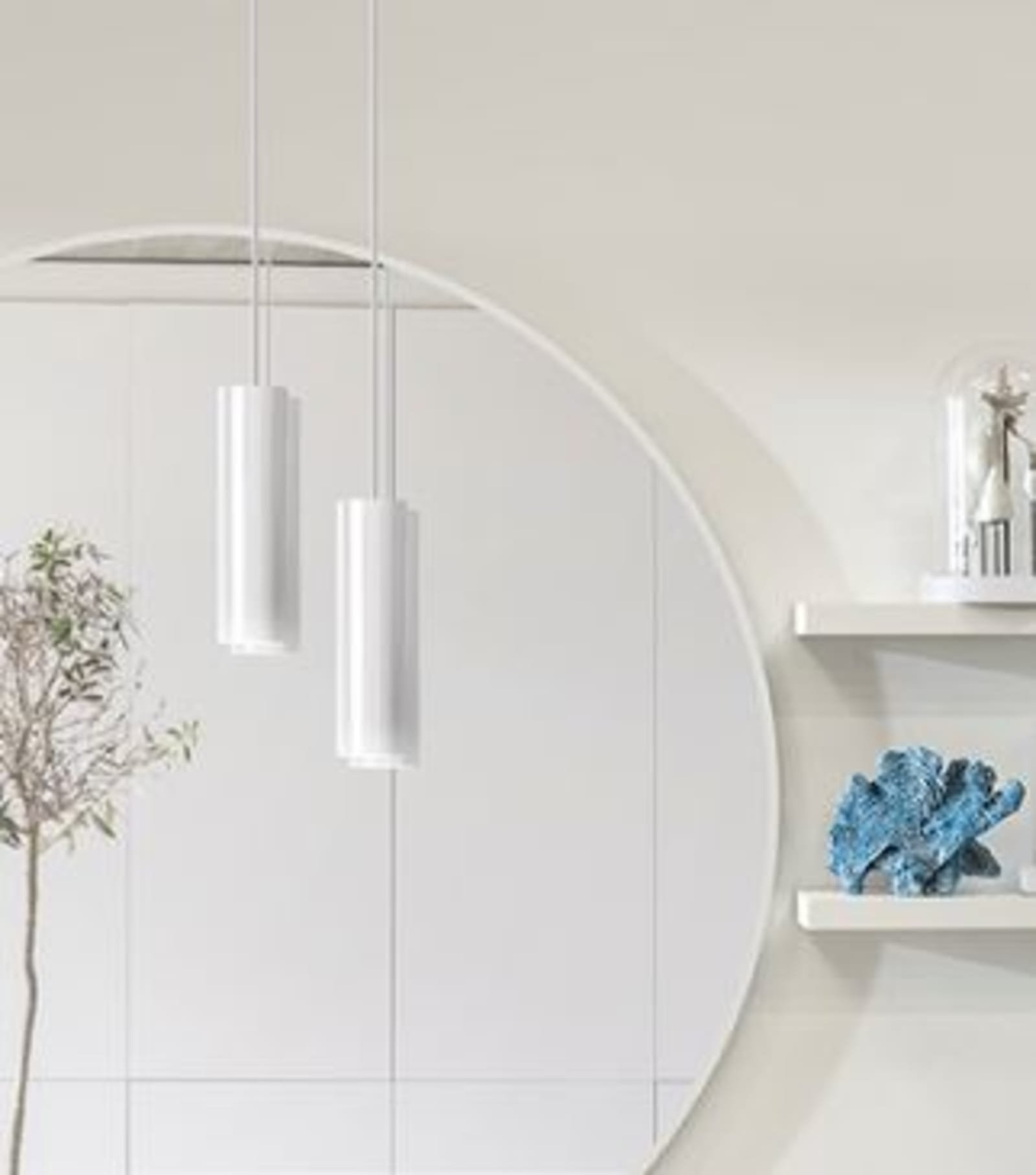 Detremmerie, Spiegel met frame, No Limit, rond, zonder verlichting, 800 x 800 x 20mm (BxHxD), wit aluminium