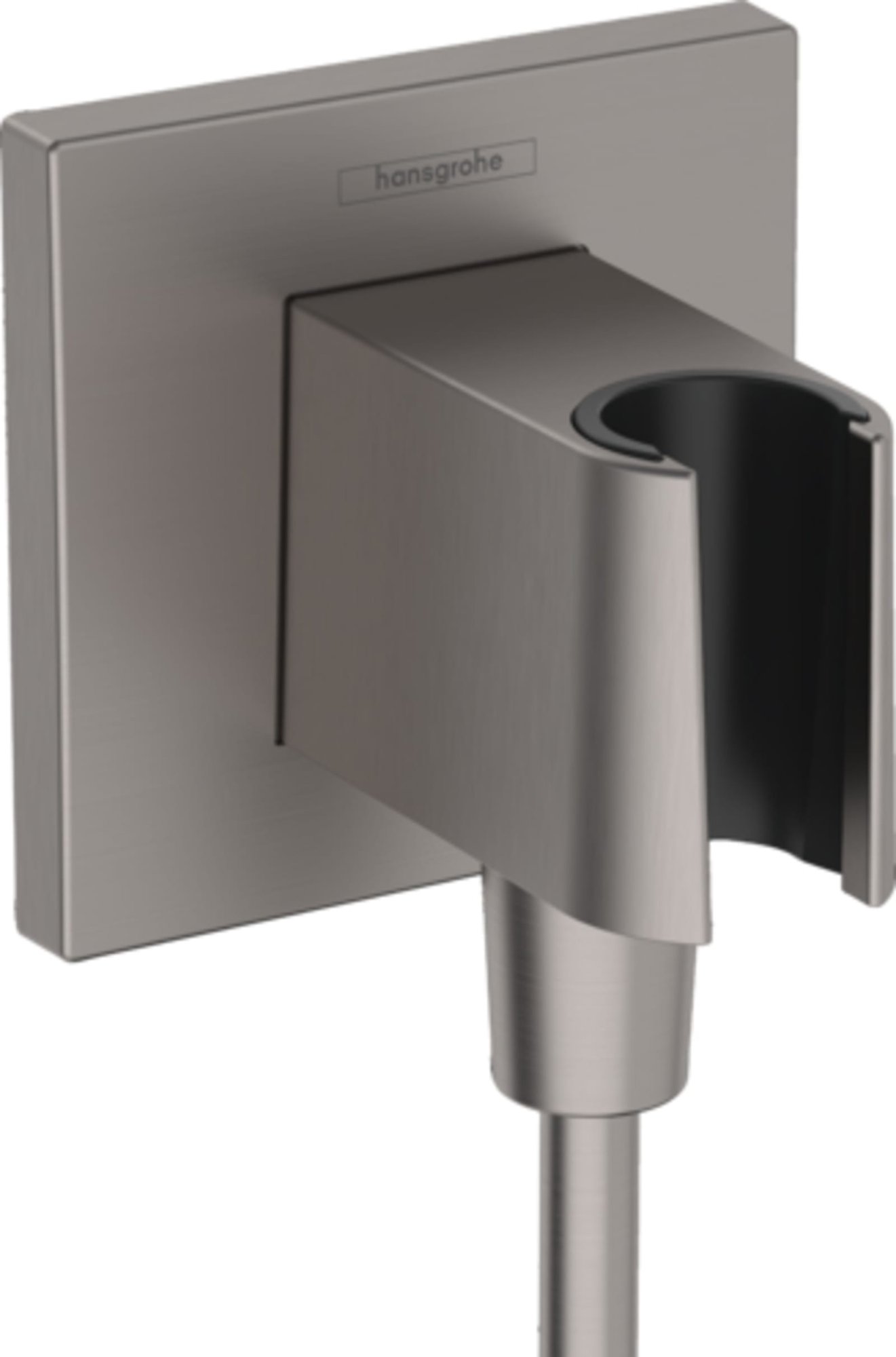 Hansgrohe Fixfit Porter E handdouchehouder incl. muuraansluitbocht, geborsteld zwart chroom