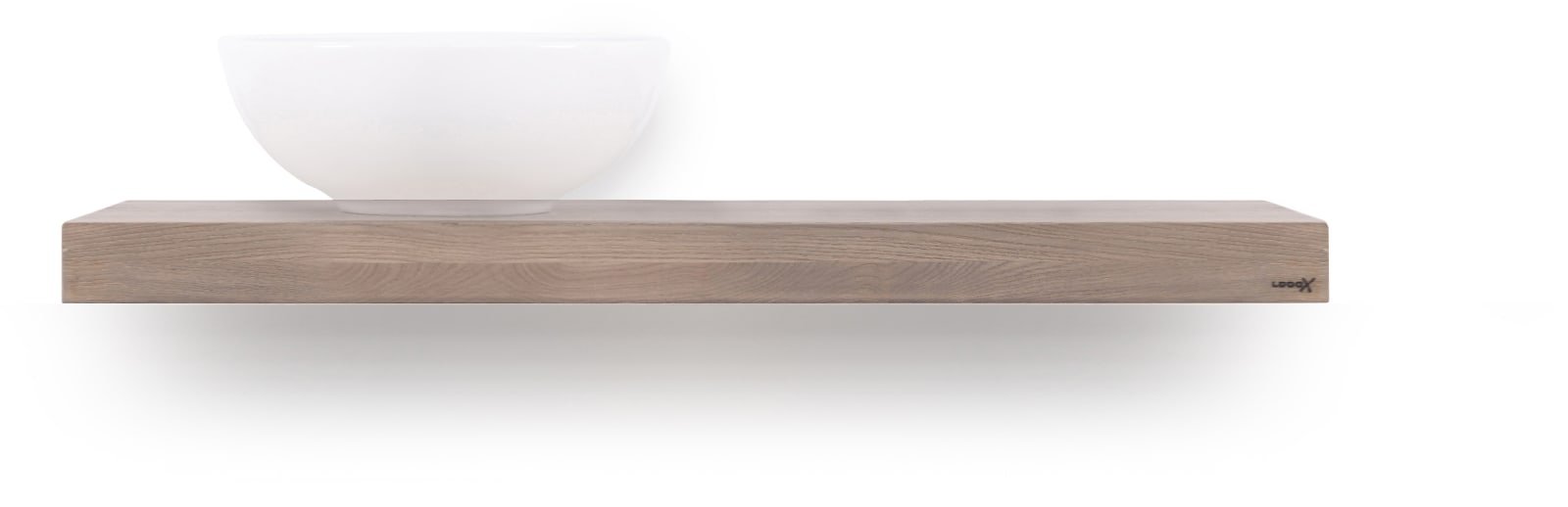 Looox Wooden Base Shelf Solo X 100 cm, eiken 'old grey' ophanging mat zwart