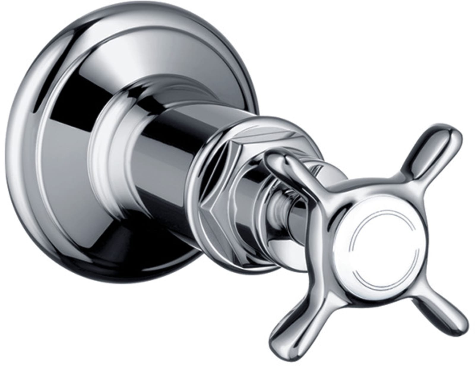 AXOR Montreux afbouwdeel stopkraan brushed nickel. De kraan wordt geleverd inclusief greep, huls, metalen afdekrozet.