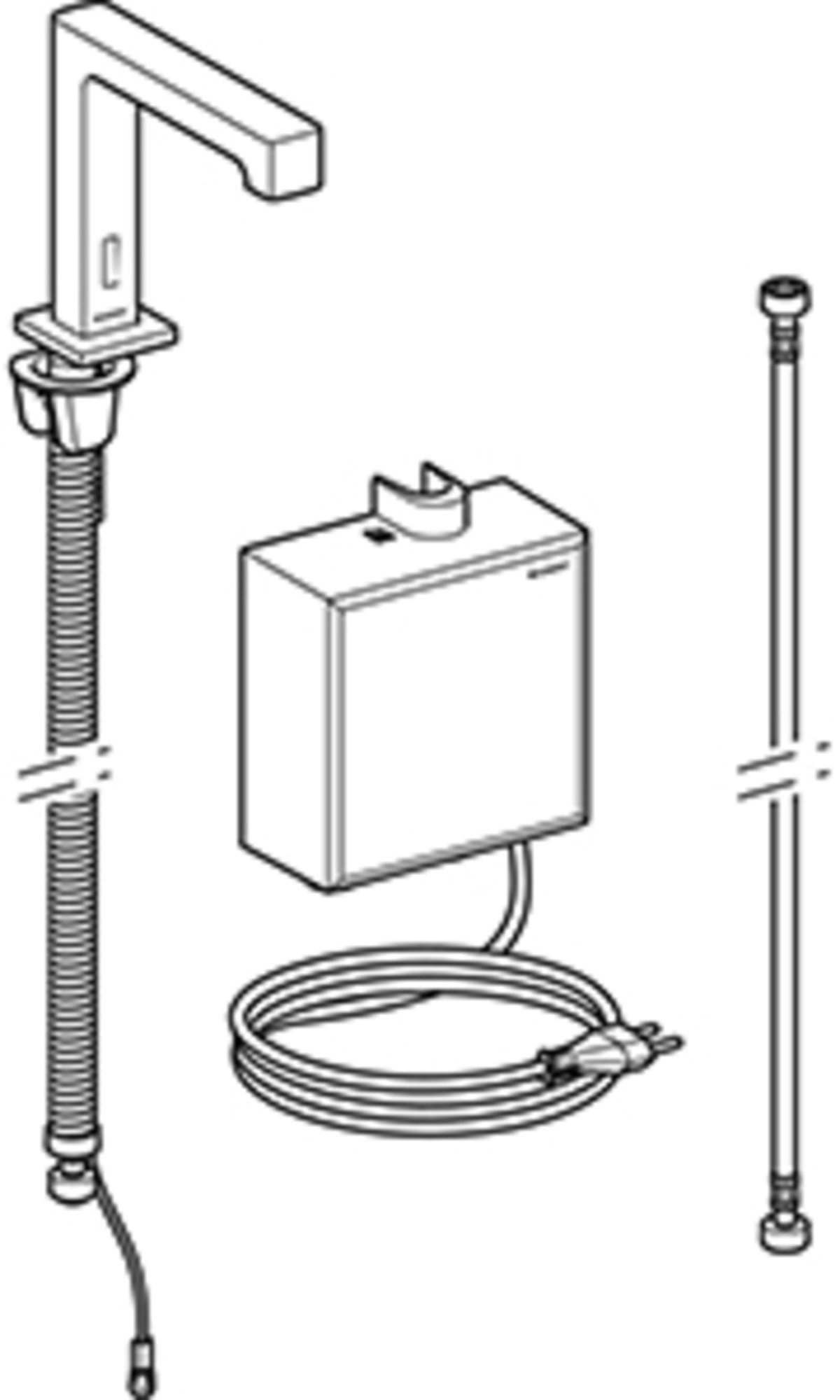 Geberit Brenta wastafelkraan, netv.,opb.-functiebox: rvs look/geb.