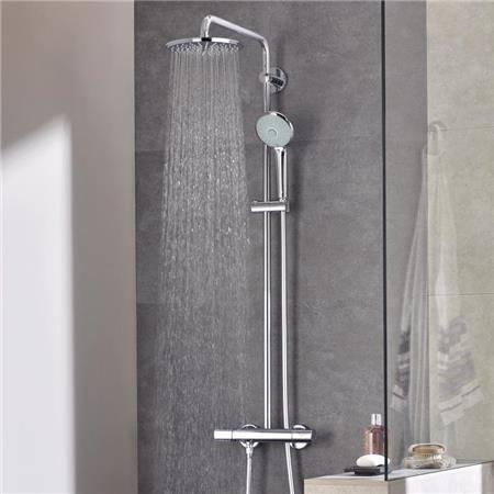 Grohe Euphoria System 210, Douchethermostaat, met douchesysteem, wand, tweegreeps, 2-gats, 150mm hart, met koppelingen, chroom