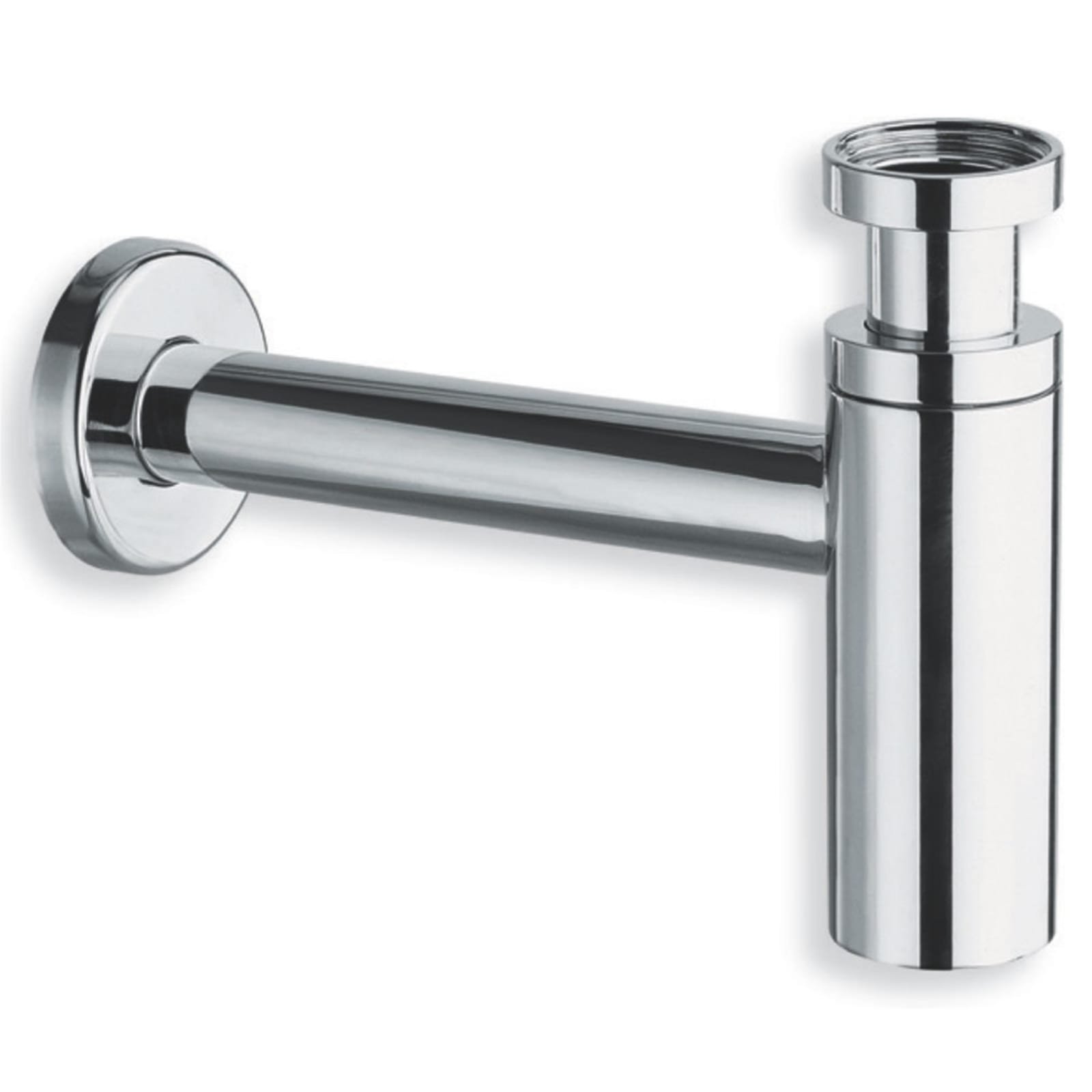 Designsifon ''Round'' 1 1/4'' chroom voor wastafel/fontein incl. verstelbare 360 mm afvoerbuis en wandrozet