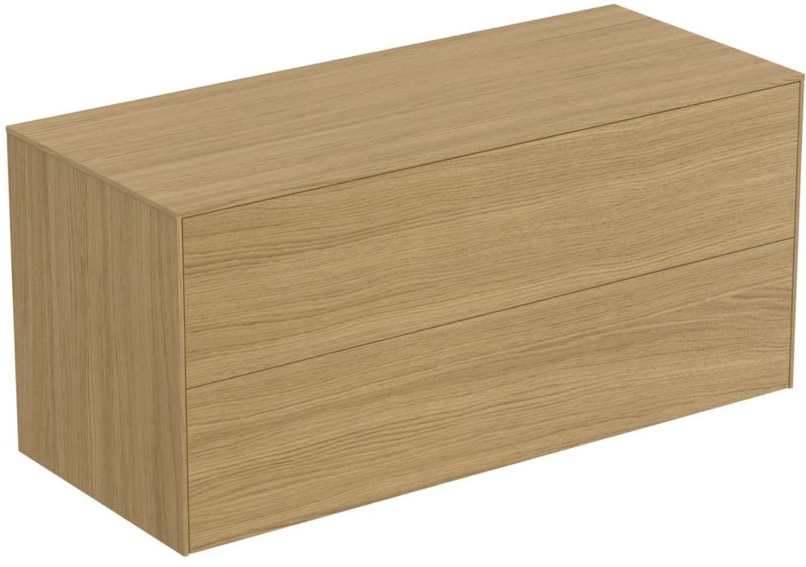 Ideal Standard Conca wastafelmeubel 1200 x 500 x 550 mm, 2 laden. Inclusief afdekblad zonder uitsnijding, light oak