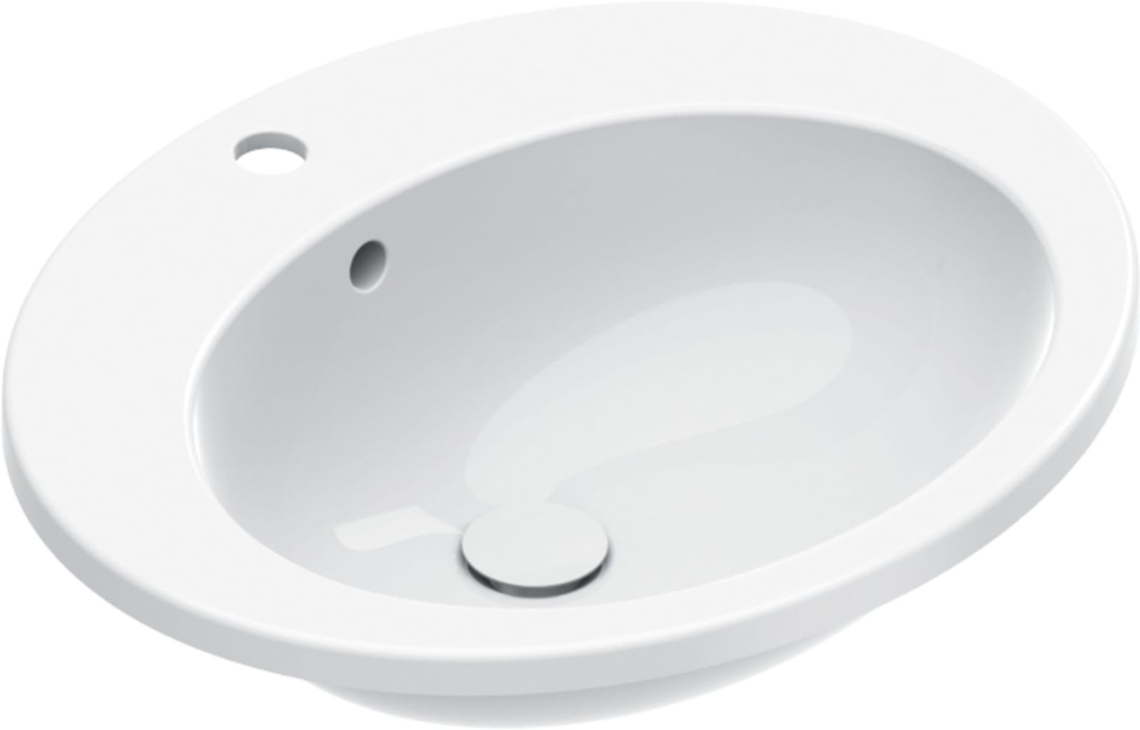 Catalano Italy inbouwwastafel. Antibacterieel, 1 kraangat, voorzien voor 3 kraangaten. 61x51 cm. Wit