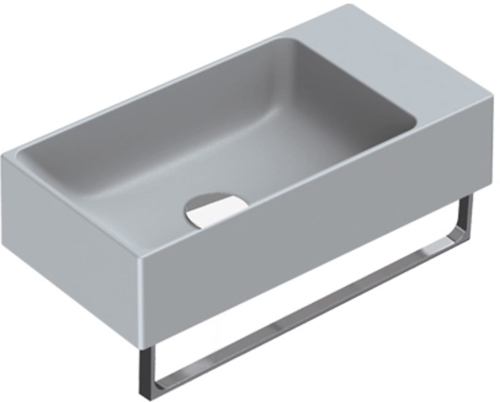 Catalano Premium wastafel. Antib, voorzien 1 kraangat, z/ overloop, links/rechts te monteren. 50x25 cm, h12 cm. Mat cement