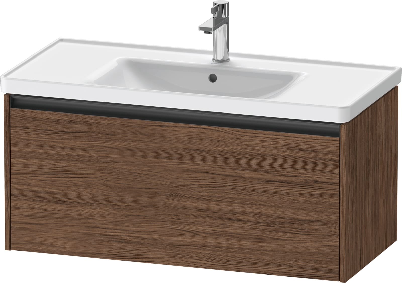 Duravit Ketho.2 Wastafelonderbouw hangend, Noten donker Mat, rechthoekig, aantal grote lades: 1 – K25084021210000