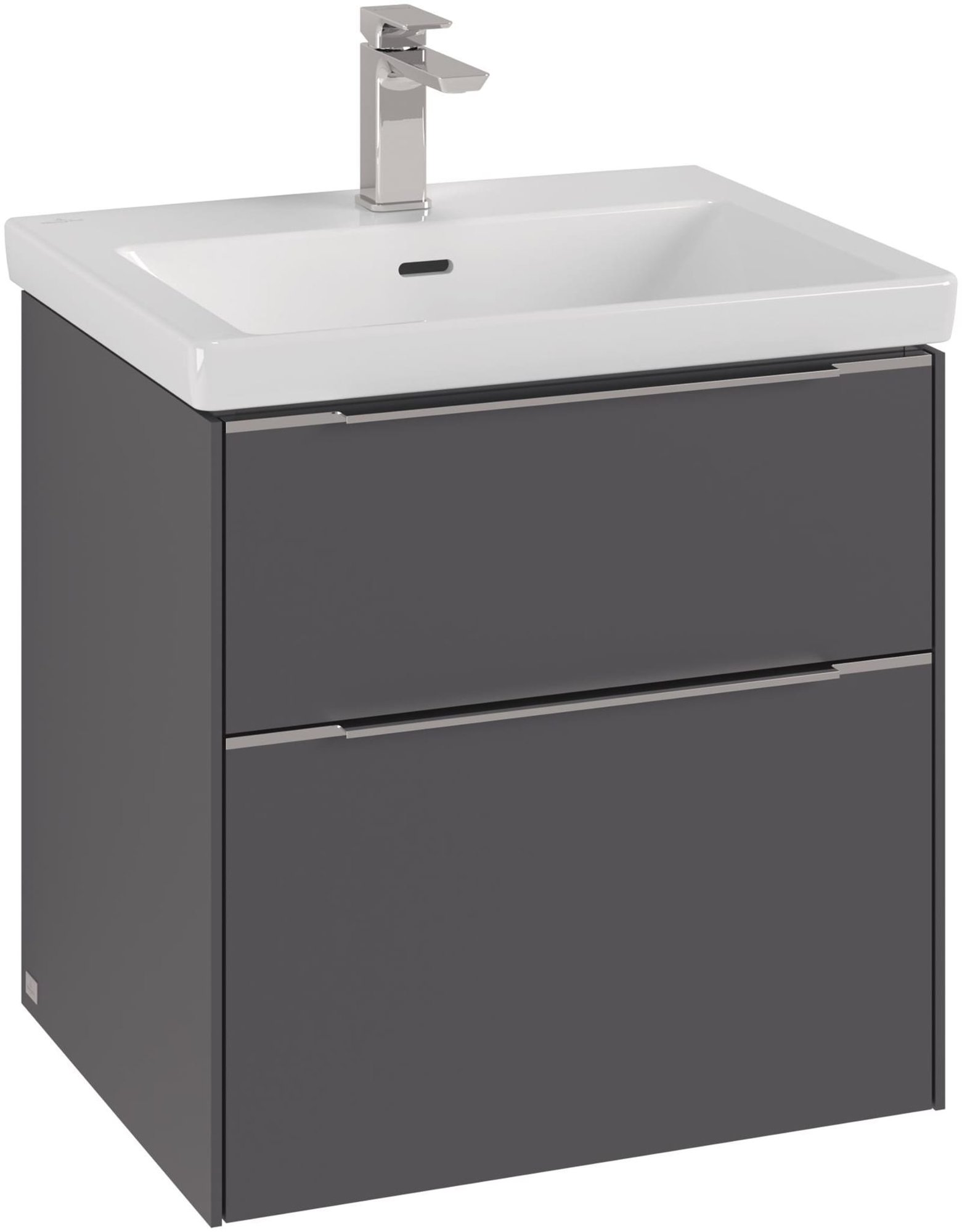 Villeroy & Boch Subway 3.0 wastafelonderkast, 2 laden, handgreep, 1 opbergschaal, hxbxd 576x572x462mm, Alu Pure white