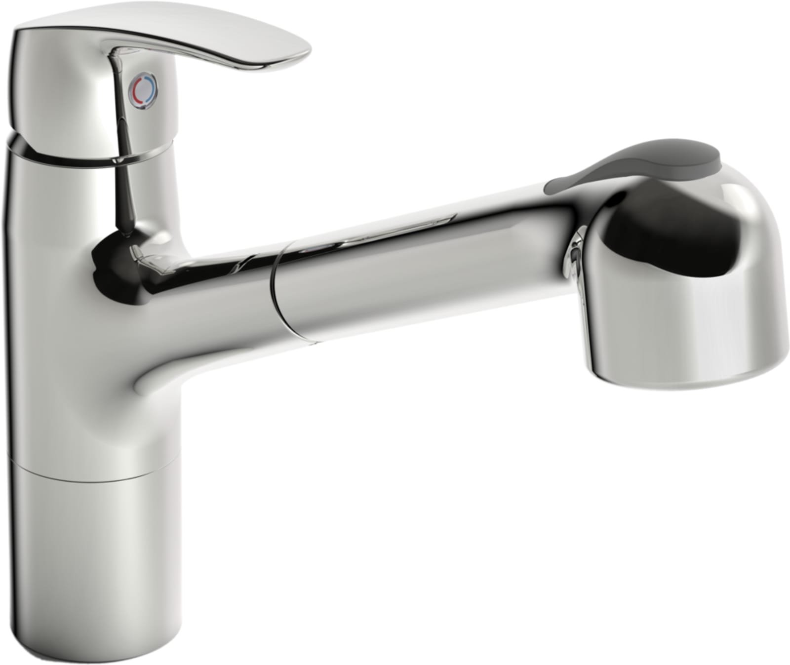 HansaPinto eengats keukenmengkraan. Vaatdouche: uittrekbaar, 2-stralig, draaibare uitloop, alternatief 40° - 80°, 231 mm, verchroomd