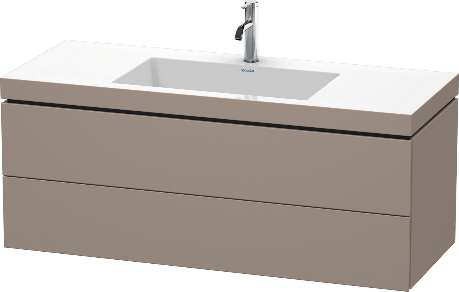 Duravit L-Cube meubelwastafel c-bonded met onderbouw hangend 1200x480 mm, 2 lades, zonder overloop, met kraanvlak, mat basalt decor