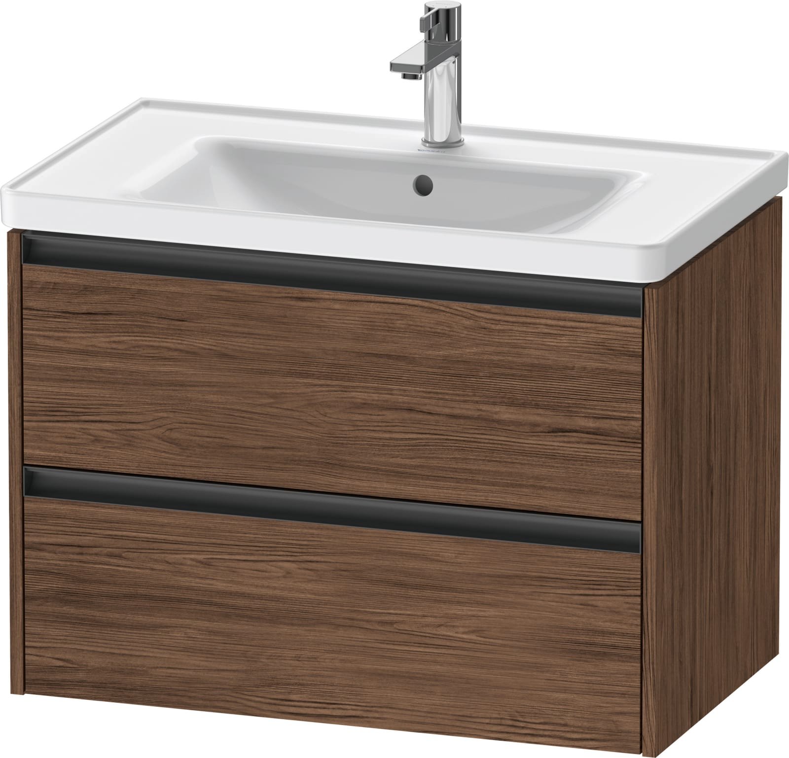 Duravit Ketho.2 Wastafelonderbouw hangend, Noten donker Mat, rechthoekig, aantal kleine lades: 2 – K25283021210000