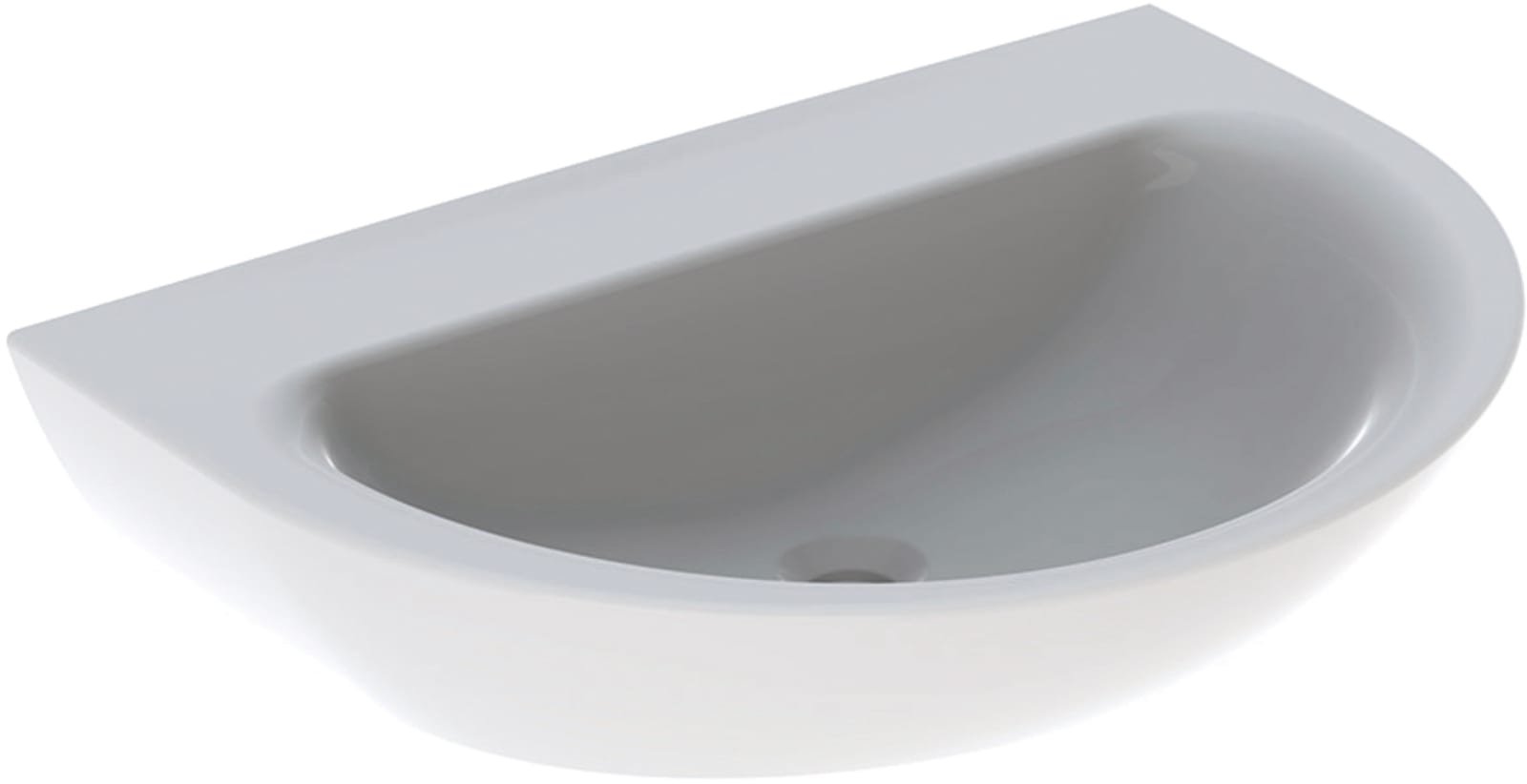 Geberit Renova, Wastafel, rond, 1x waskom, kraangat midden, overloop, keramiek, vuilafstotend, 700 x 520 x 190mm (BxDxH), wit