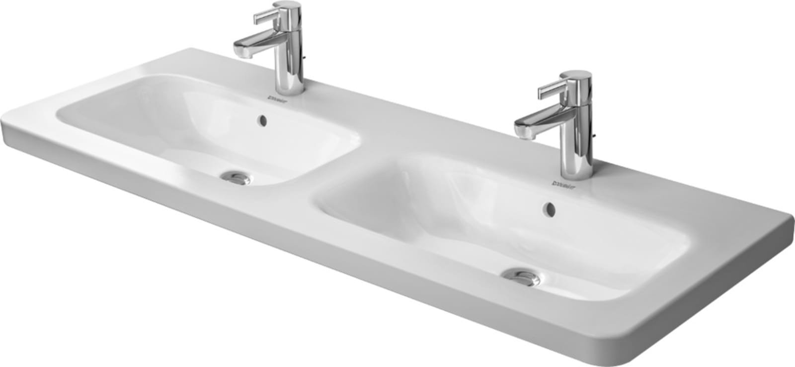 Duravit Style dubbele wastafel, 1 kraangat per wastafel, uittikbaar, overloop, vuilafstotend, hxbxd 170x1300x480mm, wit