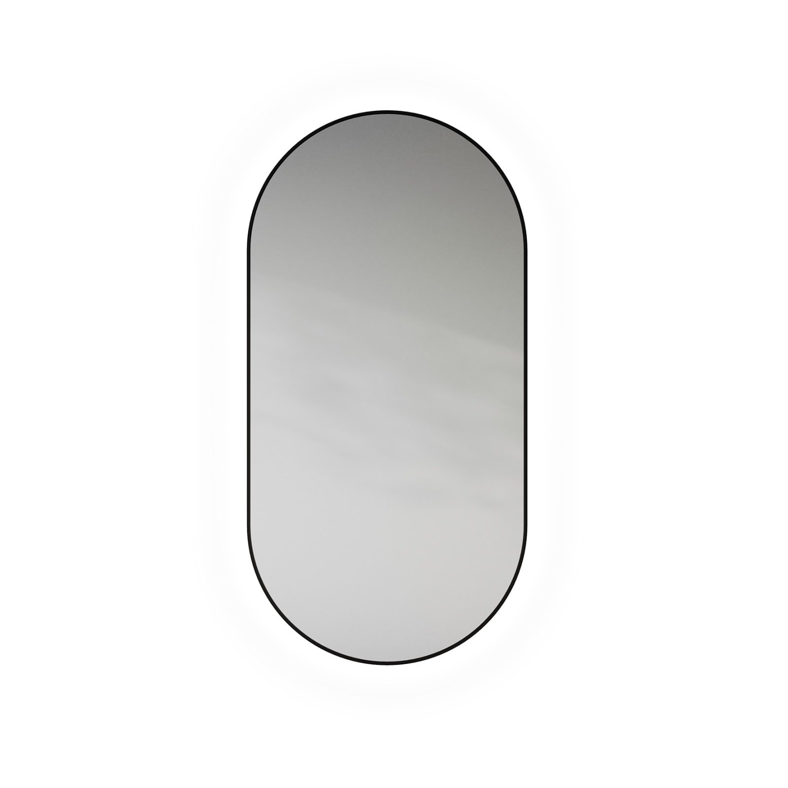 Looox Black Line spiegel ovaal, lxbxh 45x4,5x90cm met indirect CCT-verlichting bediend dmv afstandbediening, met rand mat zwart
