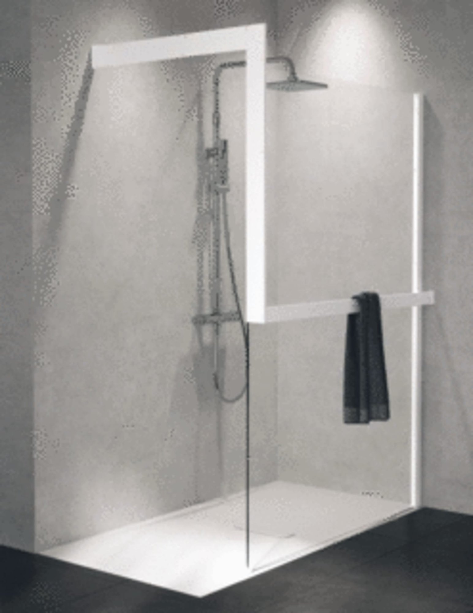 Novellini Kuadra, Handdoekhouder frame, aan de buitenkant, uitwendig rechts, bevestiging muur, wit