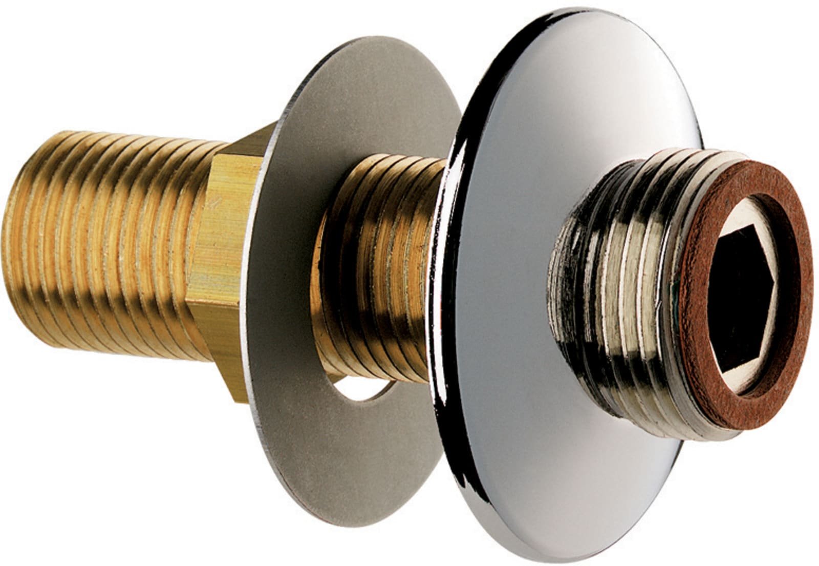 2 x Rechte koppeling TC 38 MM1/2" L.70 + rozet Ø50