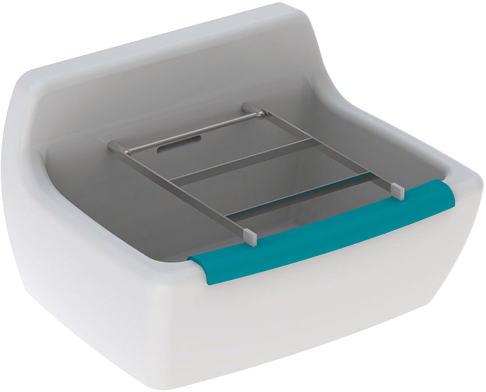 Geberit 300 Basic Norma, Uitstortgootsteen, 1x spoelbak, met overloop, met roostergaten, keramiek, 500 x 390 x 335mm (DxBxH), wit