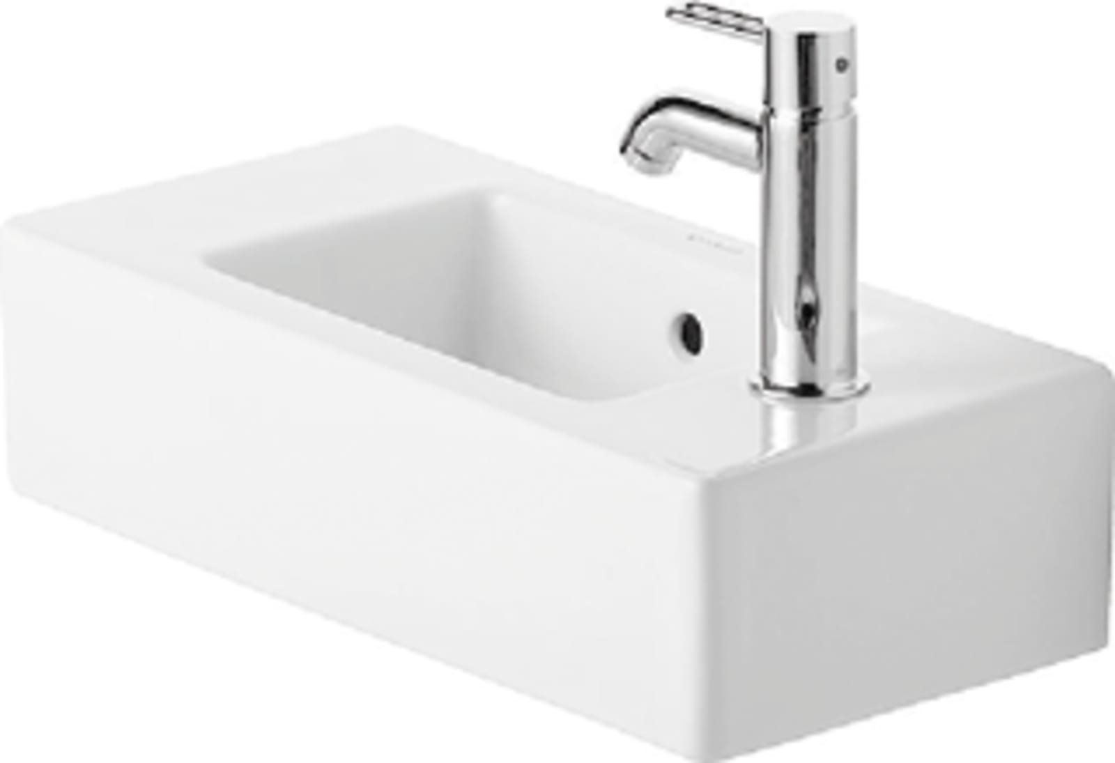 Duravit Vero keramische fontein, 500x250mm, dubbel uittikbare kraangaten: links en rechts, wit