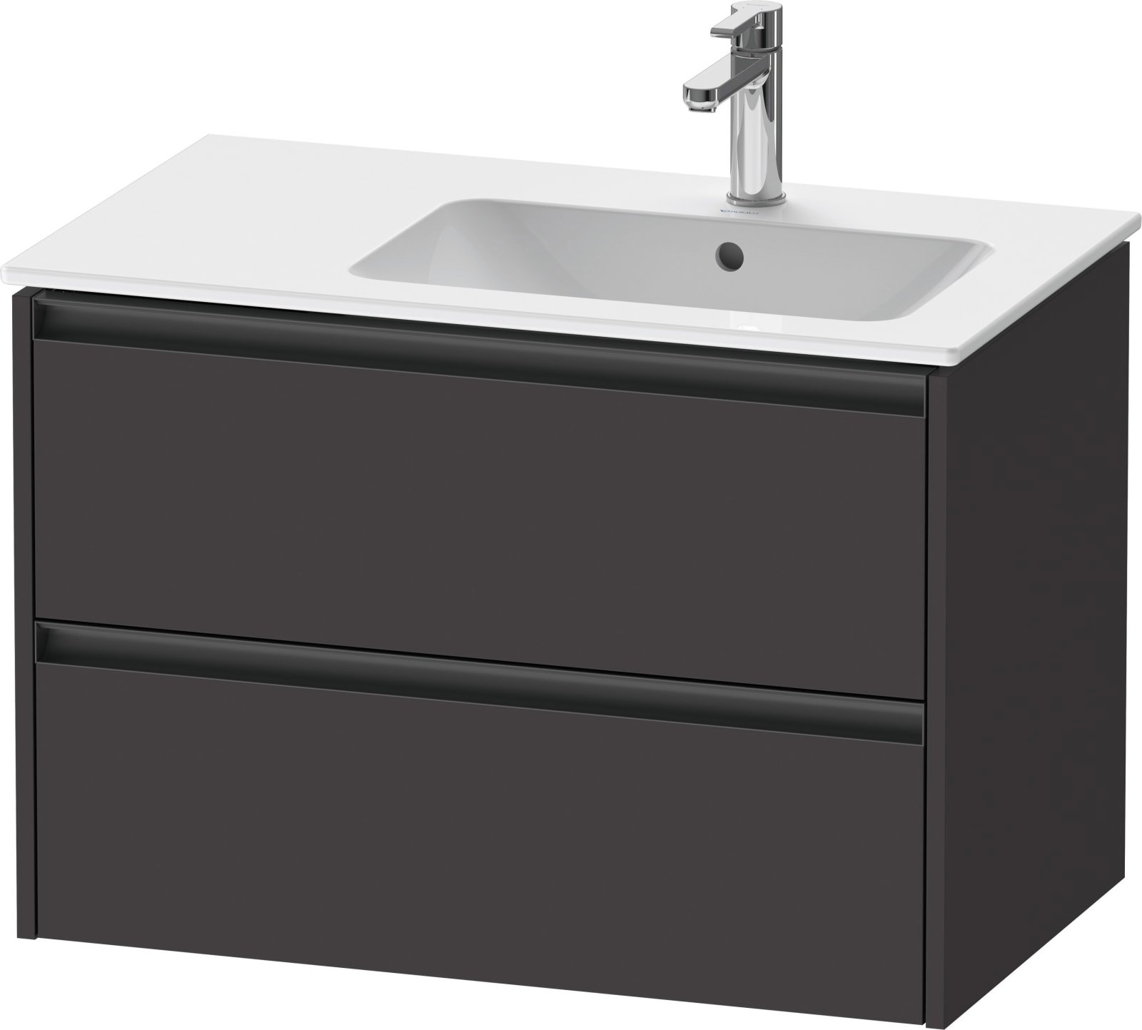 Duravit Ketho.2 Wastafelonderbouw hangend, Grafiet Supermat, rechthoekig, aantal kleine lades: 2 – K25268080800000