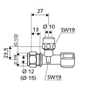 Schell wastafelhoekstopkraan 05040 15 knel uitgang 10mm chroom