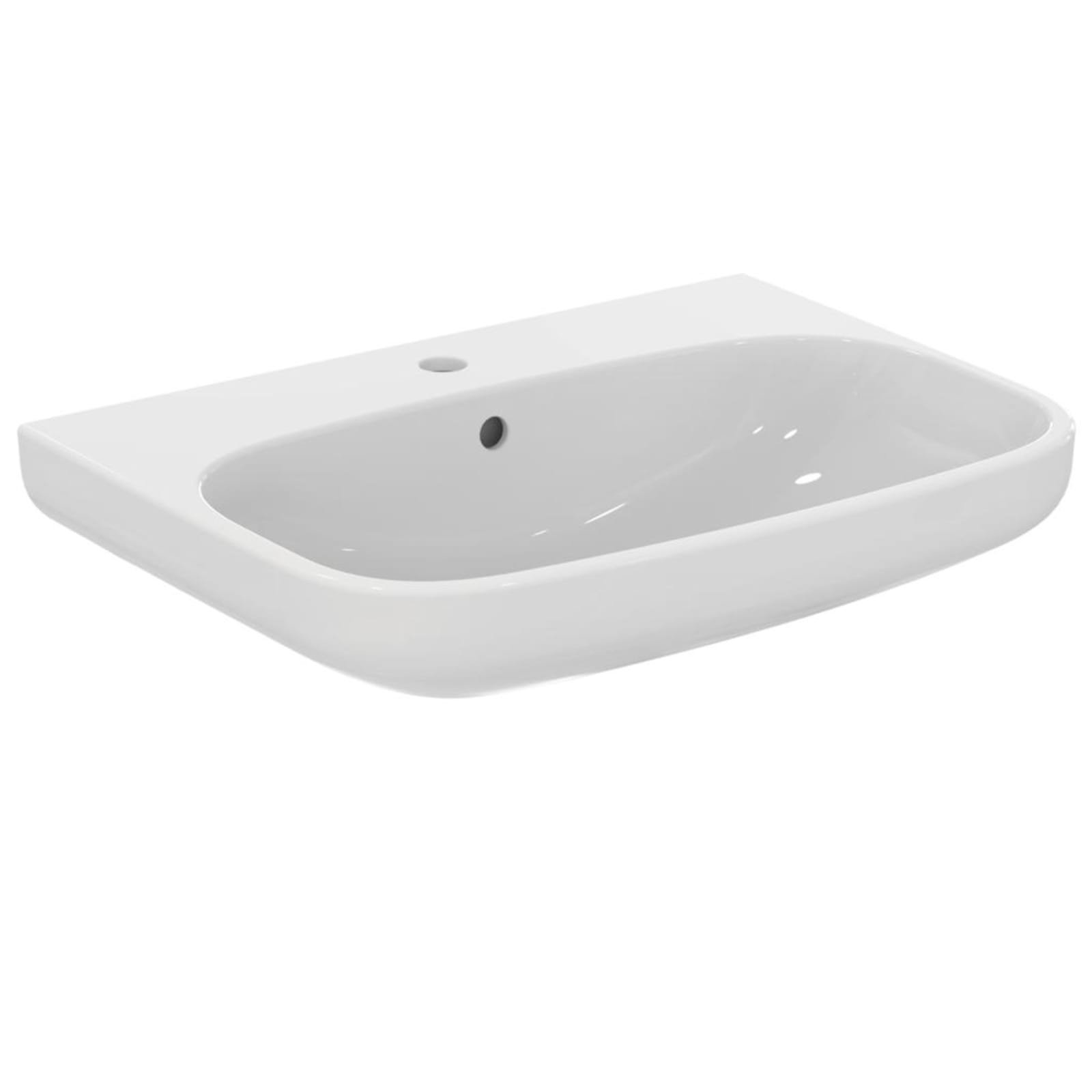 I.LIFE A | WASTAFEL 650X480X180 MM GLANZEND WIT, 1 KRAANGAT, MET OVERL