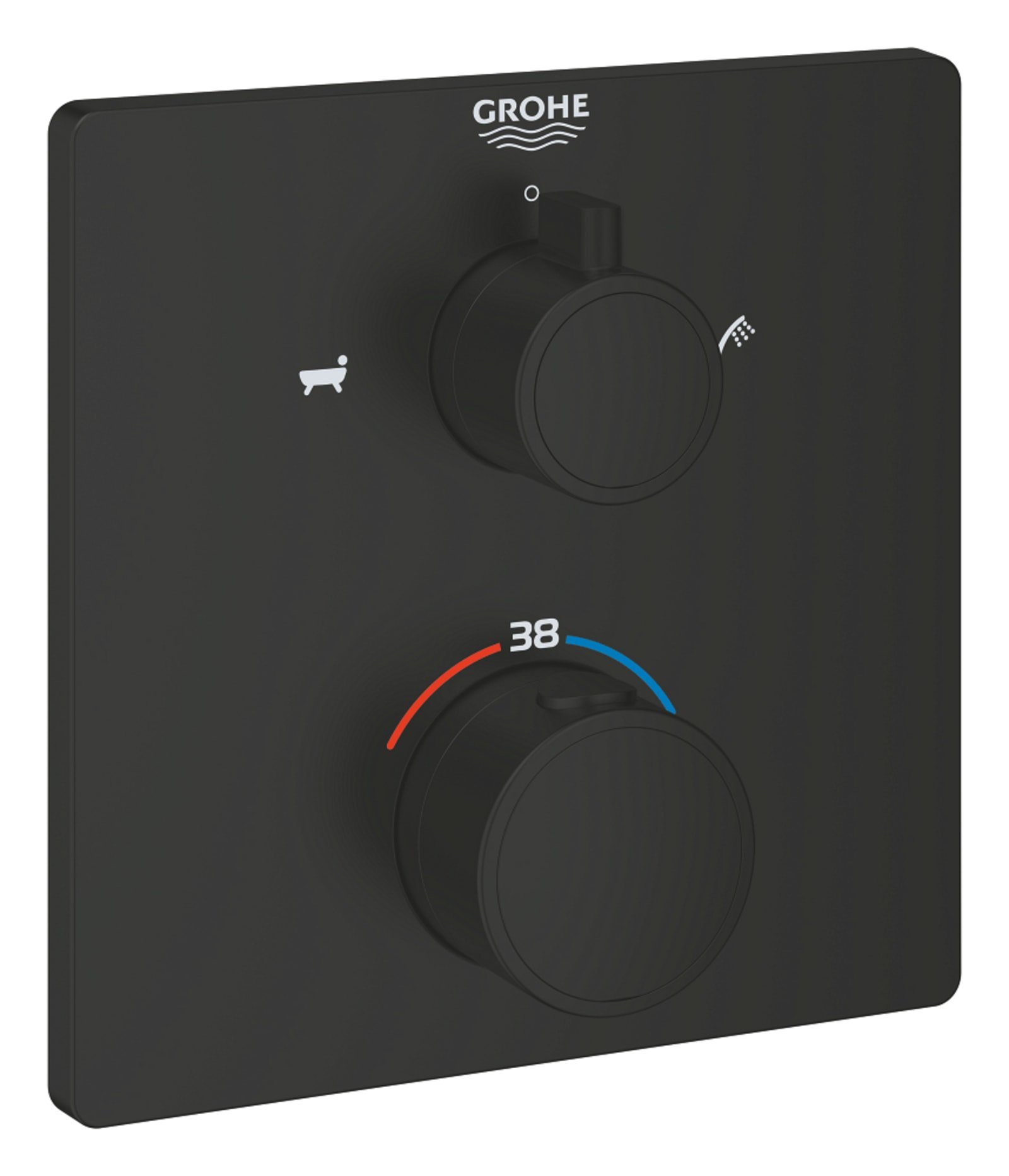 Grohe Grohtherm Opbouwdeel Vierkant Met Omstel (Douche & Baduitloop), Matte Black