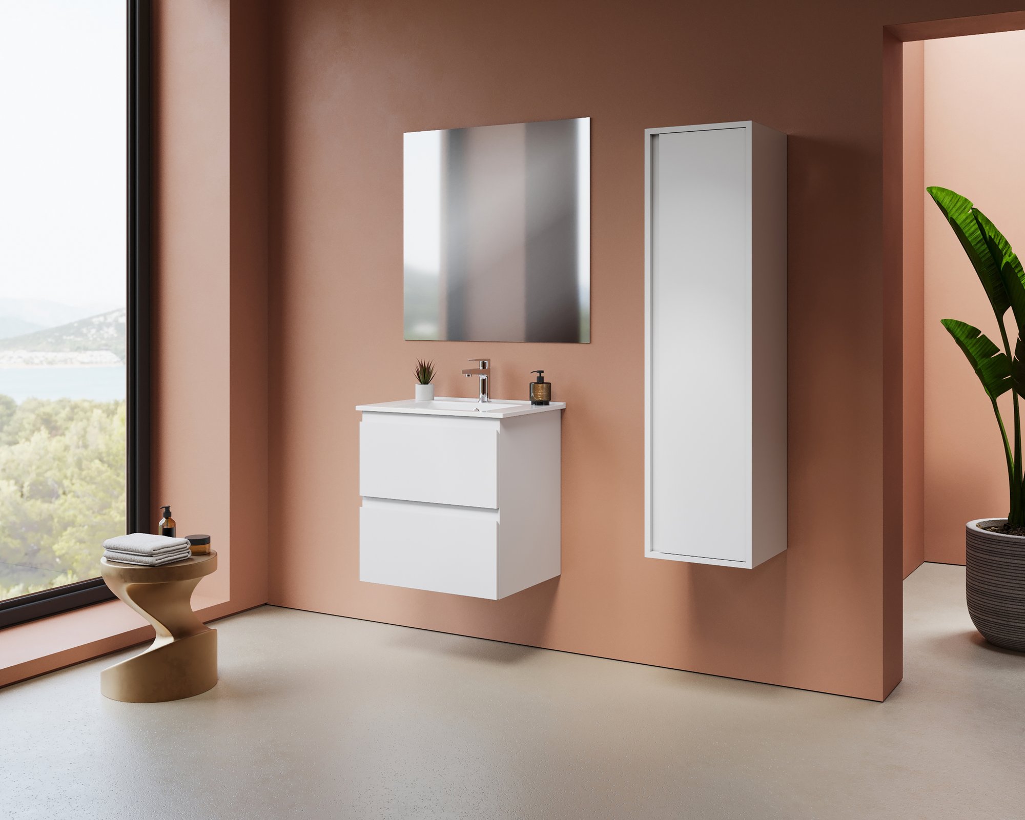 ALONI SALLY XL WASTAFELONDERKAST - 2 LADES - SOFTCLOSE - GREEPLOOS - 56X60X45,3 CM - MAT WIT thumbnail 3