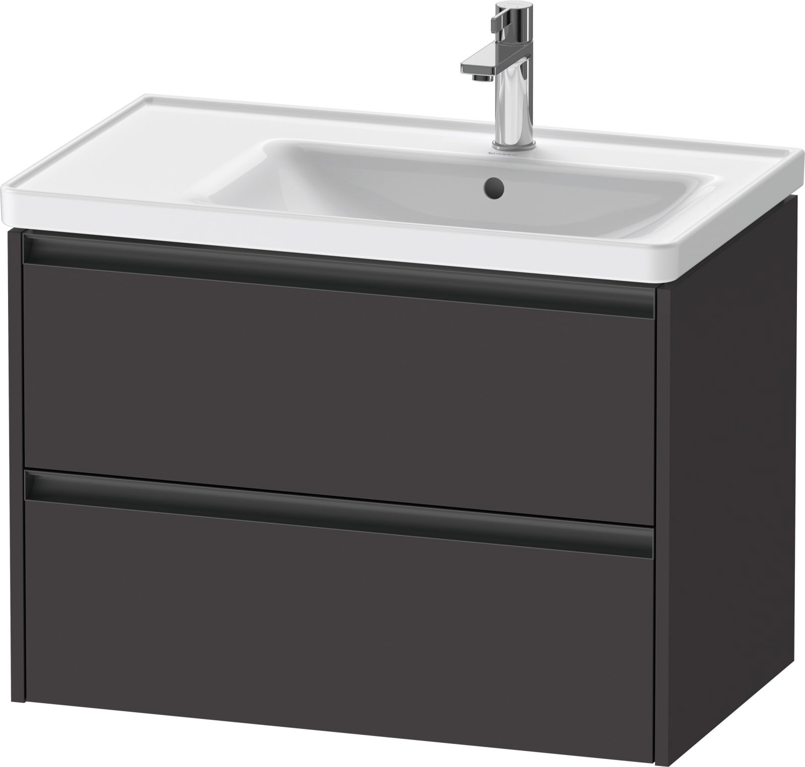Duravit Ketho.2 Wastafelonderbouw hangend, Grafiet Supermat, rechthoekig, aantal kleine lades: 2 – K25286080800000