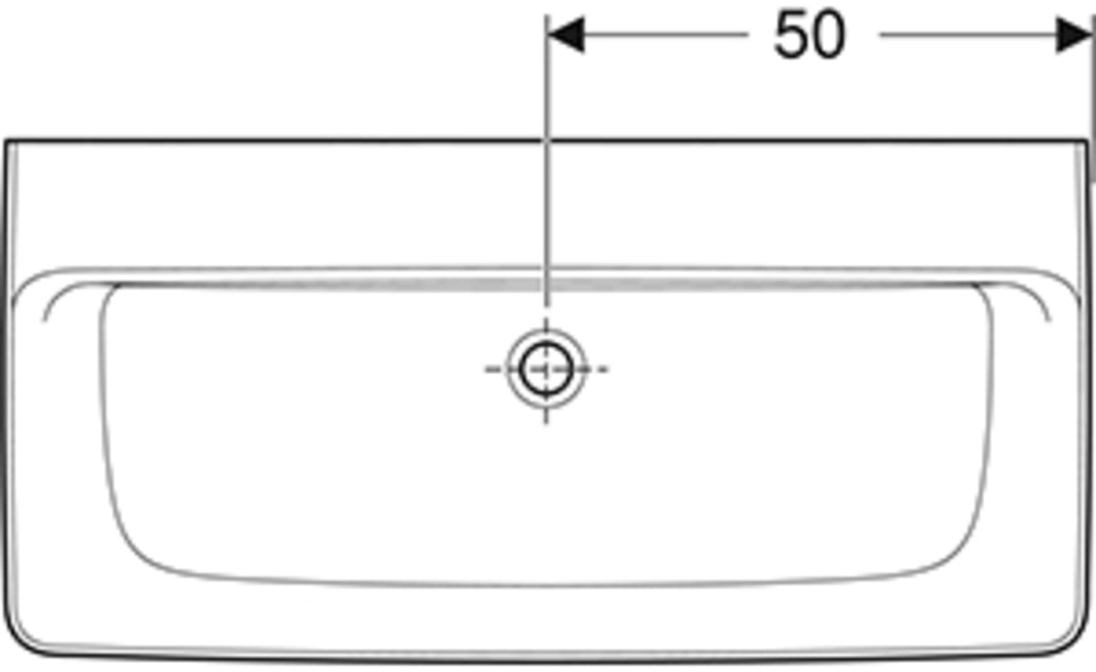 Geberit Renova Plan wastafel 100x48cm zonder kraangat zonder overloop, Tect/wit