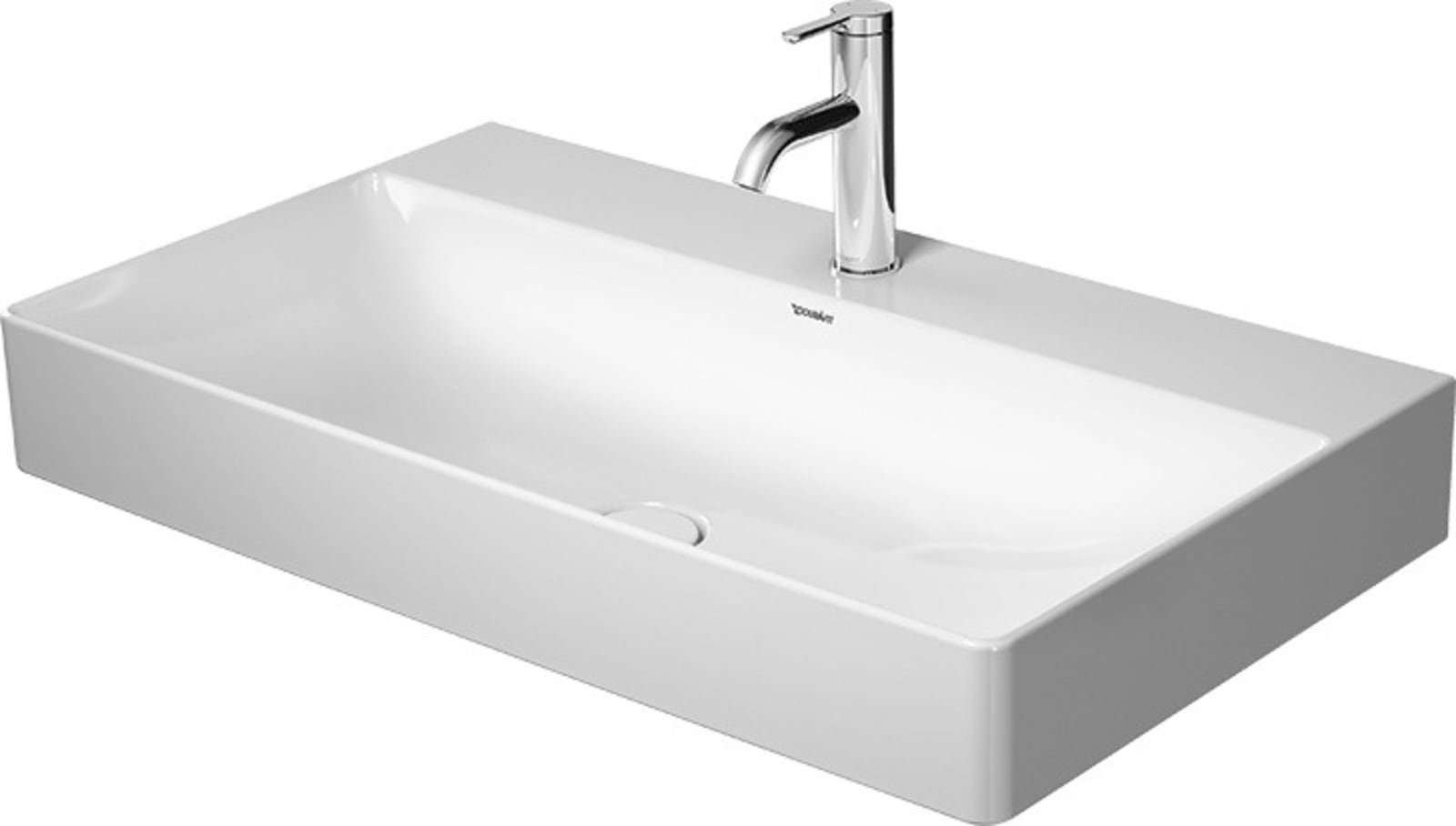 Duravit DuraSquare Wastafel 800 mm Wit Hoogglans, kraanvlak, aantal kraangaten per wasplaats: 0, geslepen – 2353800079