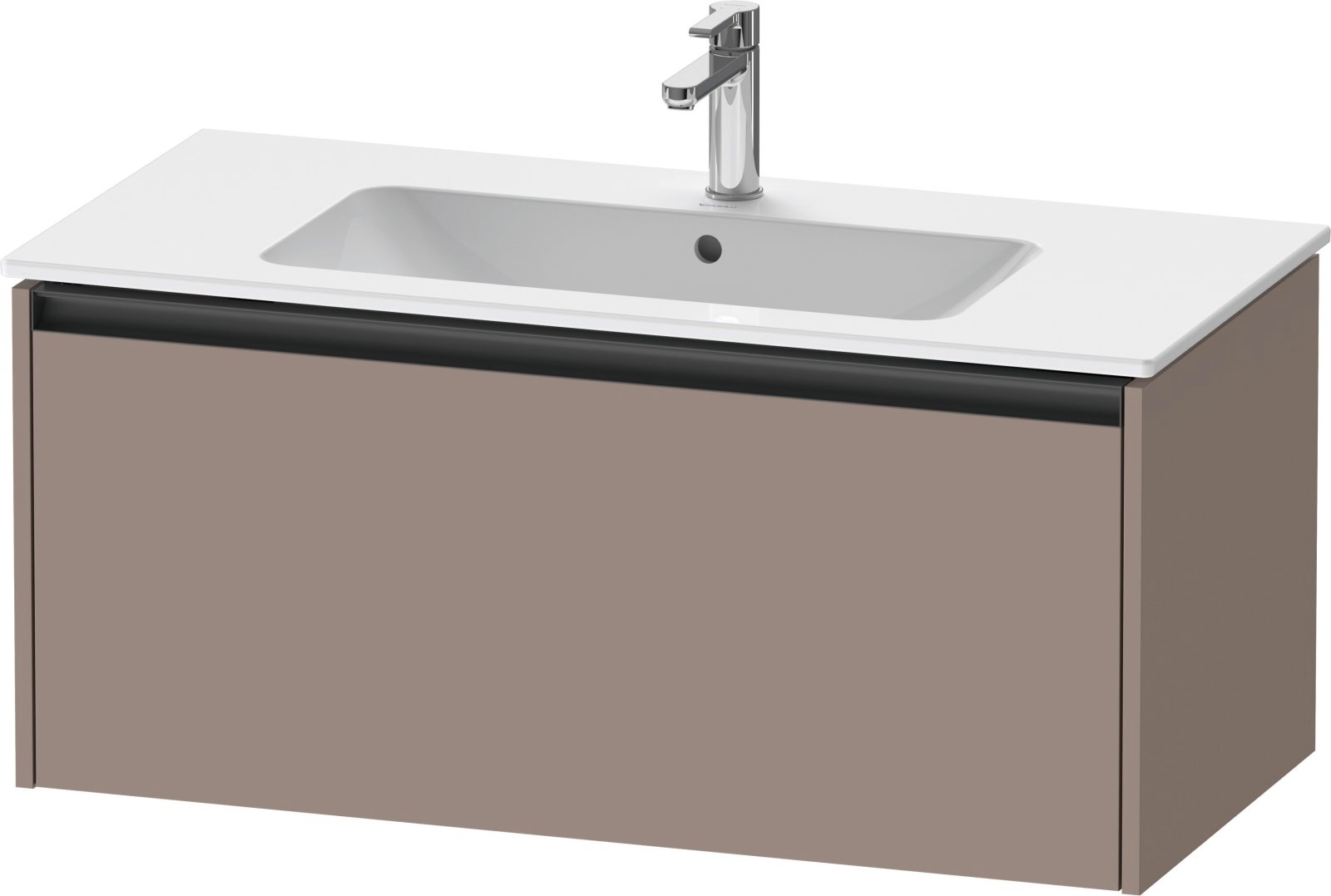 Duravit Ketho.2 Wastafelonderbouw hangend, Basalt Mat, rechthoekig, aantal grote lades: 1 – K25064043430000
