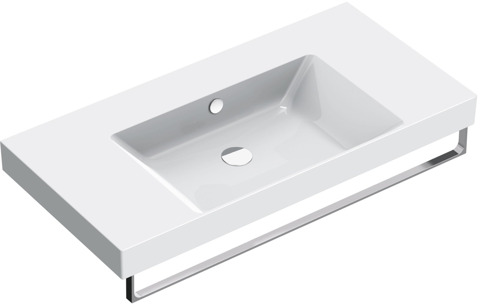 Catalano Zero wastafel, kuip-midden, wandhangend/ ingebouwd/ sit-on. Antibac, voorzien v 3 kraangaten, overloop. 100x50 cm, wit