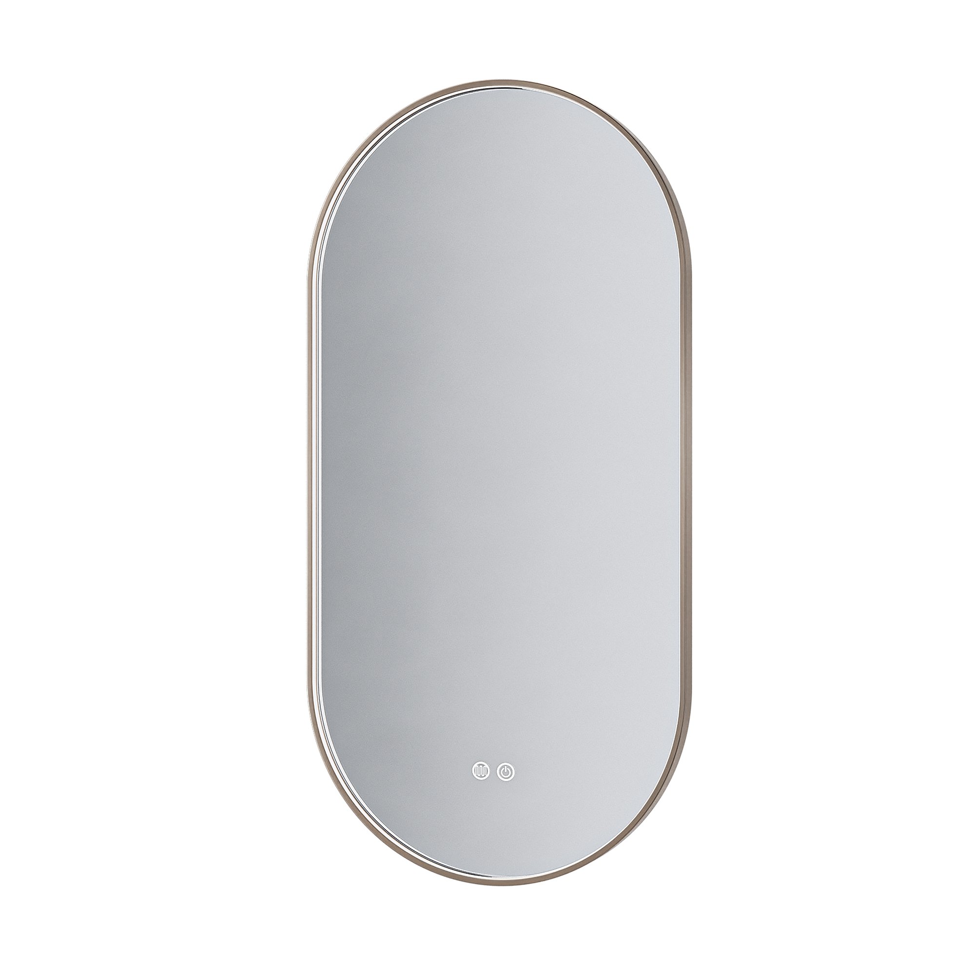 ALONI AVALO SPIEGEL - MET LED VERLICHTING - OVAAL - MET LIJST - ANTI-CONDENS - KLEURTEMPERATUUR LED 3000-6000K - DIMBAAR - 50X100CM - GEBORSTELD BRUIN BRONS
