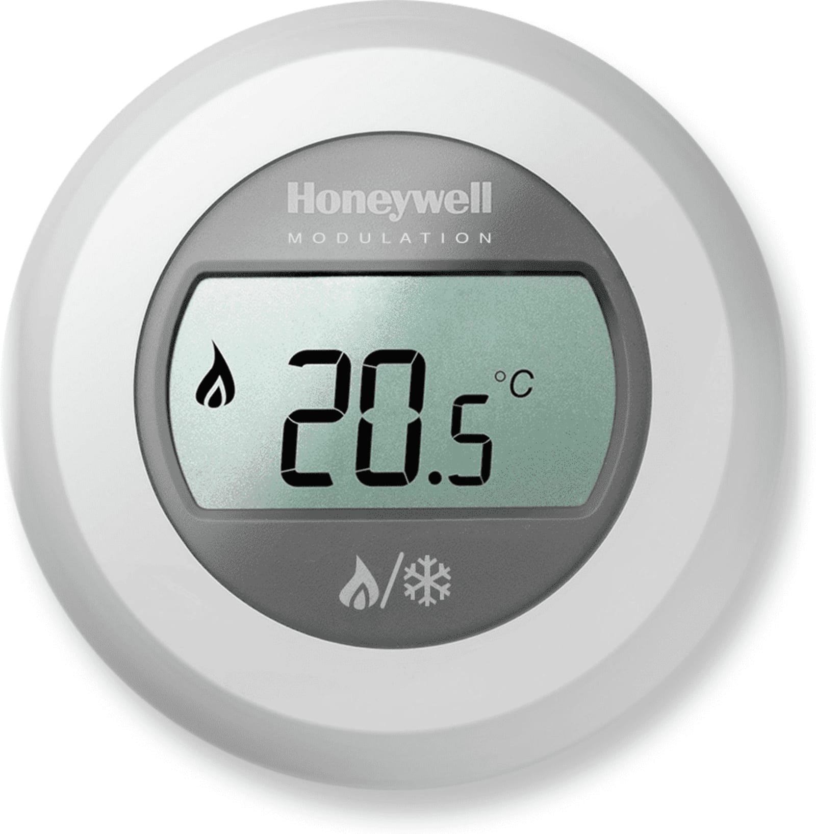 Honeywell Round Heat/Cool Modulation , kamerthermostaat modulerend voor verwarmen en koelen regeling, Opentherm, 5..35 graden, wit.